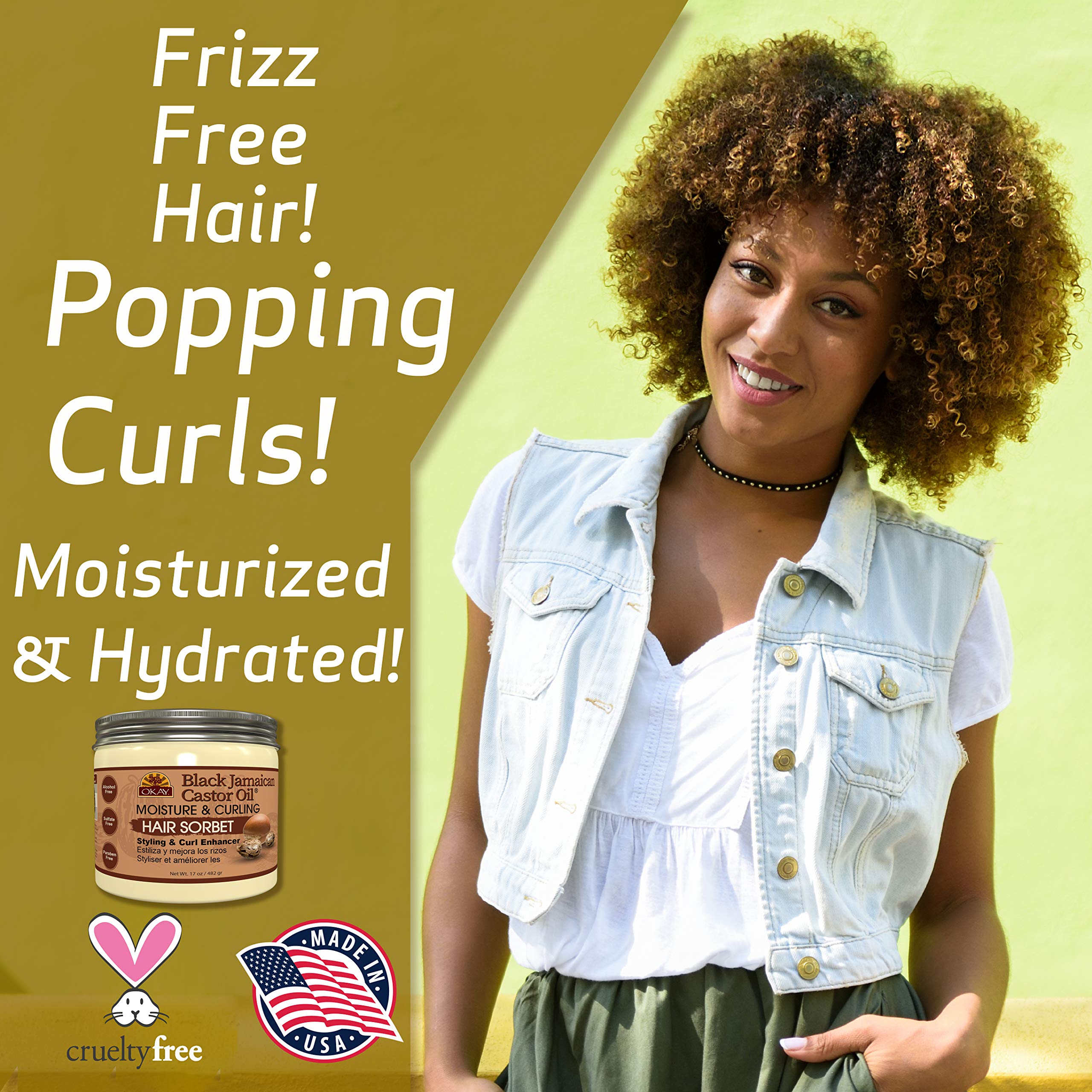 Okay black jamaican castor oil moisture & curling hair sorbet 17 ounce, White, 17 Ounce