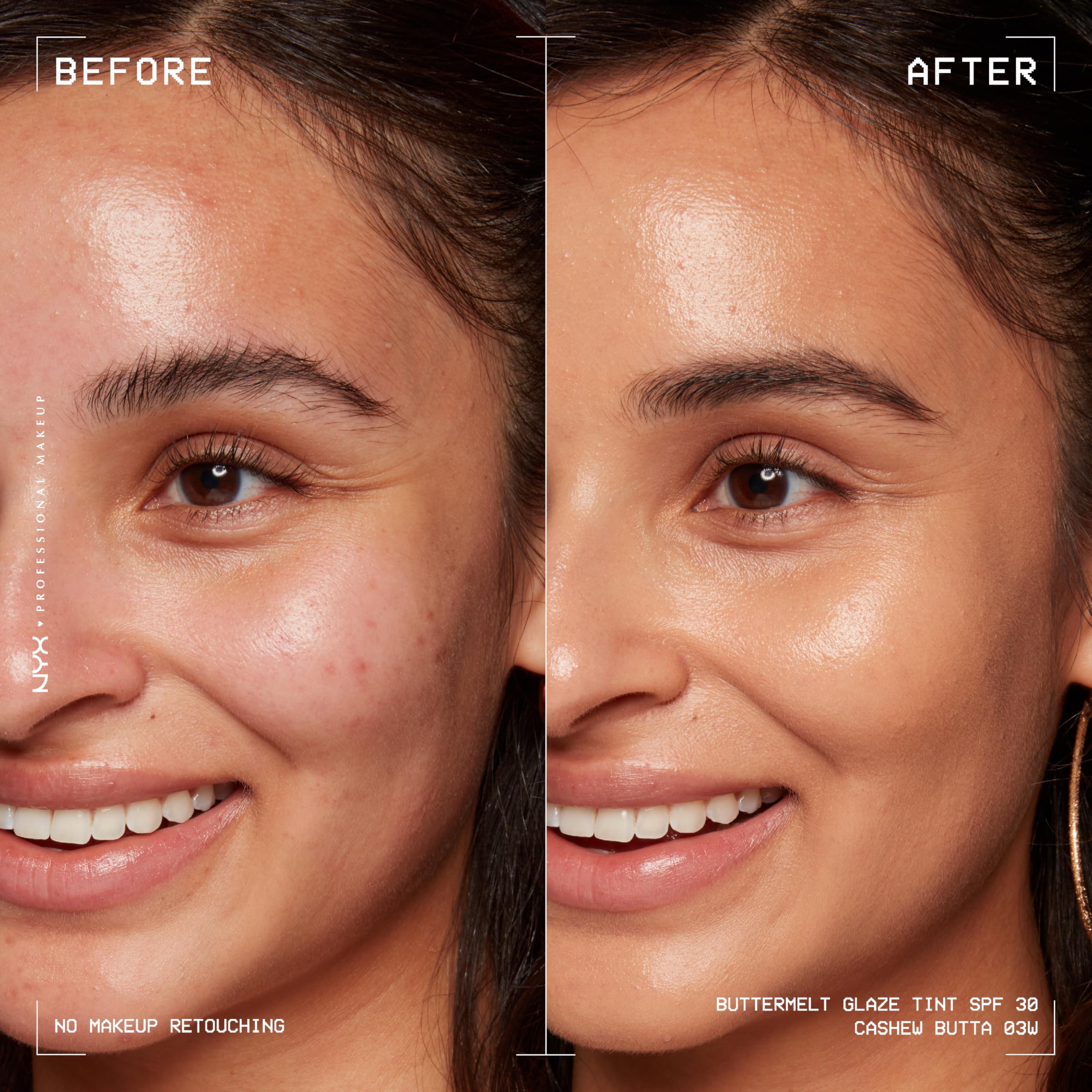 NYX PROFESSIONAL MAKEUP Buttermelt Glaze Soft Glow Skin Tint + SPF 30, Up To 12HR Wear, 03 Cashew Butta