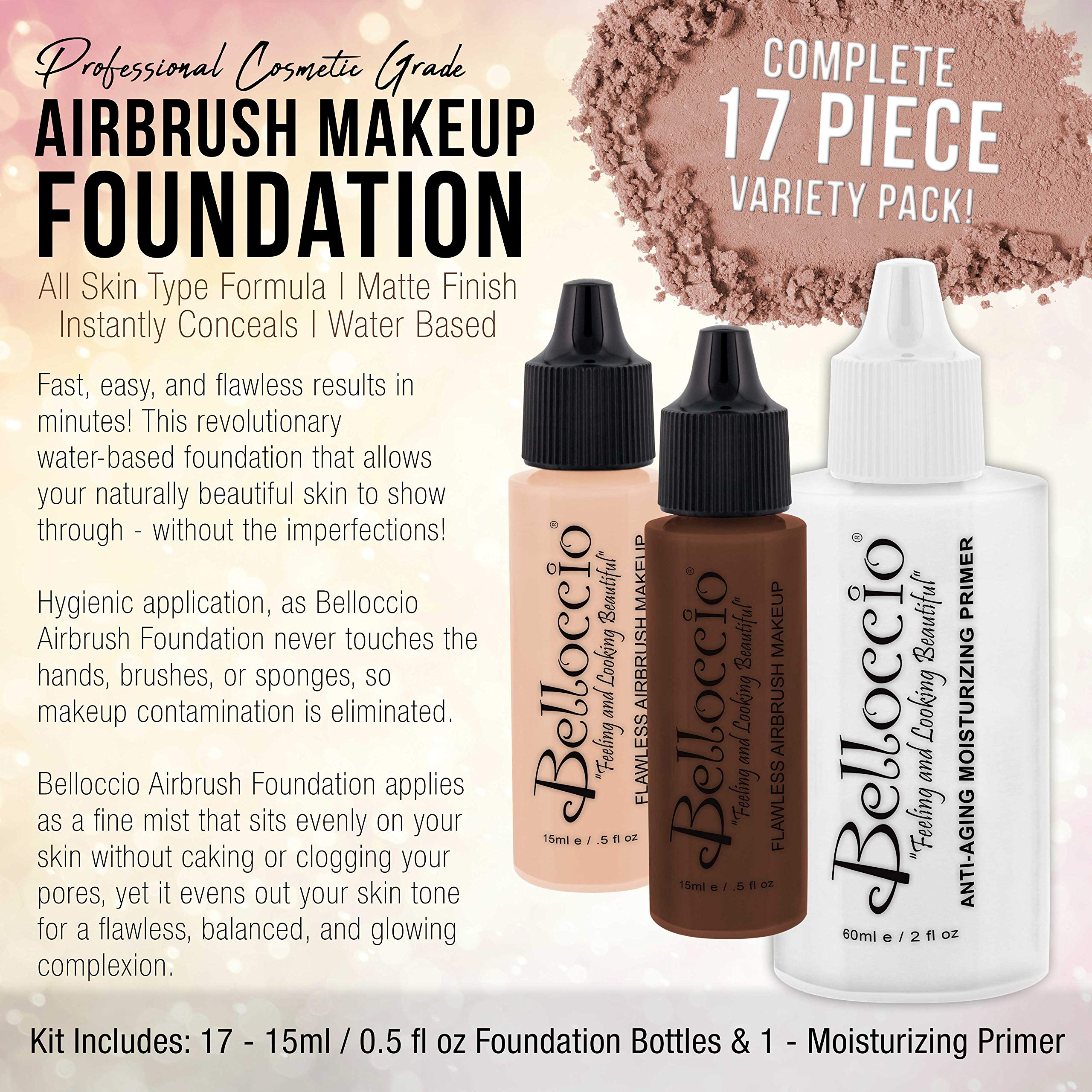 Belloccio All 17 Airbrush Makeup Shades Foundation Set by Belloccio