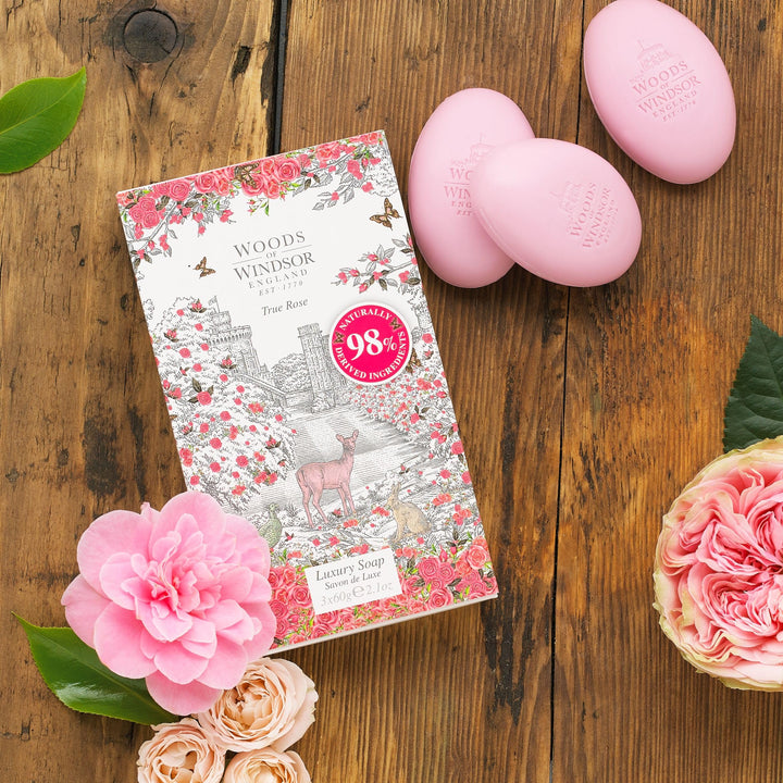 Woods Of Windsor True Rose Fine English Soap (Box Of 3) 2.1Ozea Bars