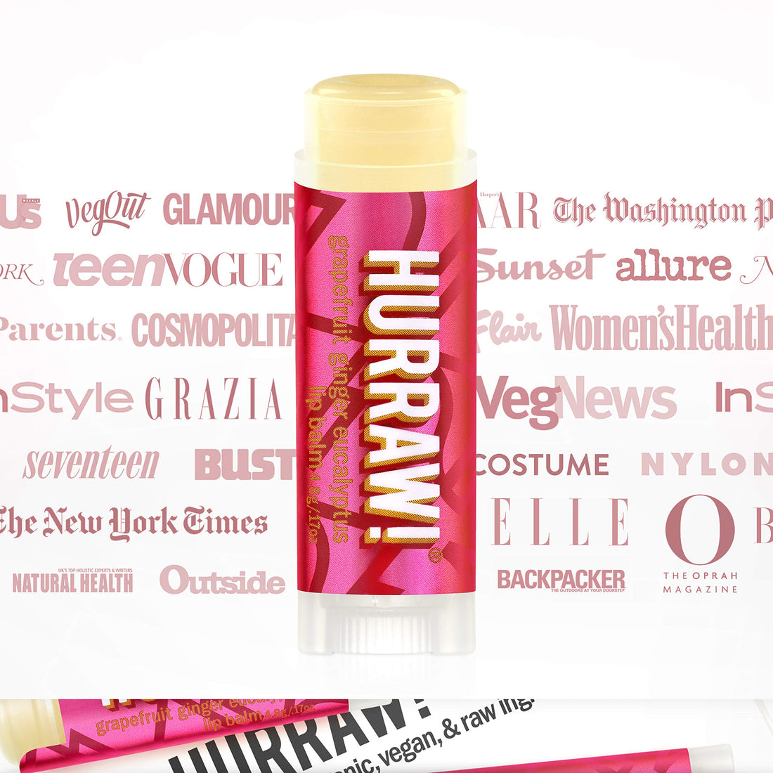 Hurraw! Grapefruit, Ginger, Eucalyptus (Kapha) Lip Balm, 2 Pack: Organic, Certified Vegan, Cruelty and Gluten Free. Non-GMO, 100% Natural Ingredients. Bee, Shea, Soy and Palm Free. Made in USA