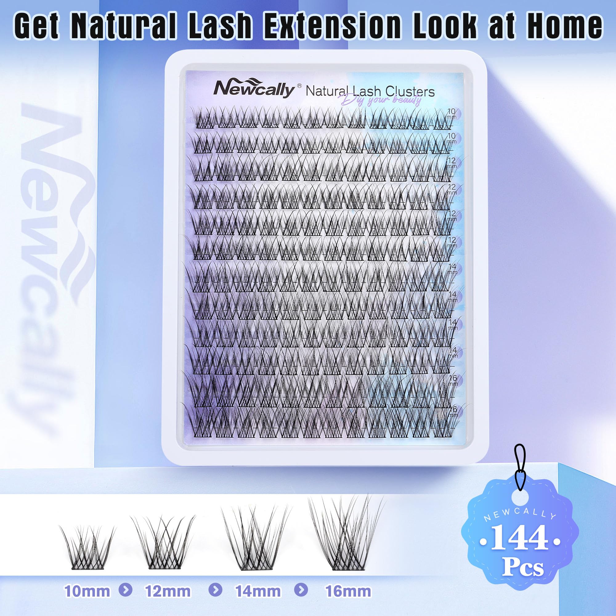 Natural Lash Clusters Wispy Eyelash Clusters C-curly DIY Lash Extension 10-16MM Cluster Eyelash Extension Individual Lashes Thin Lash Band by Newcally