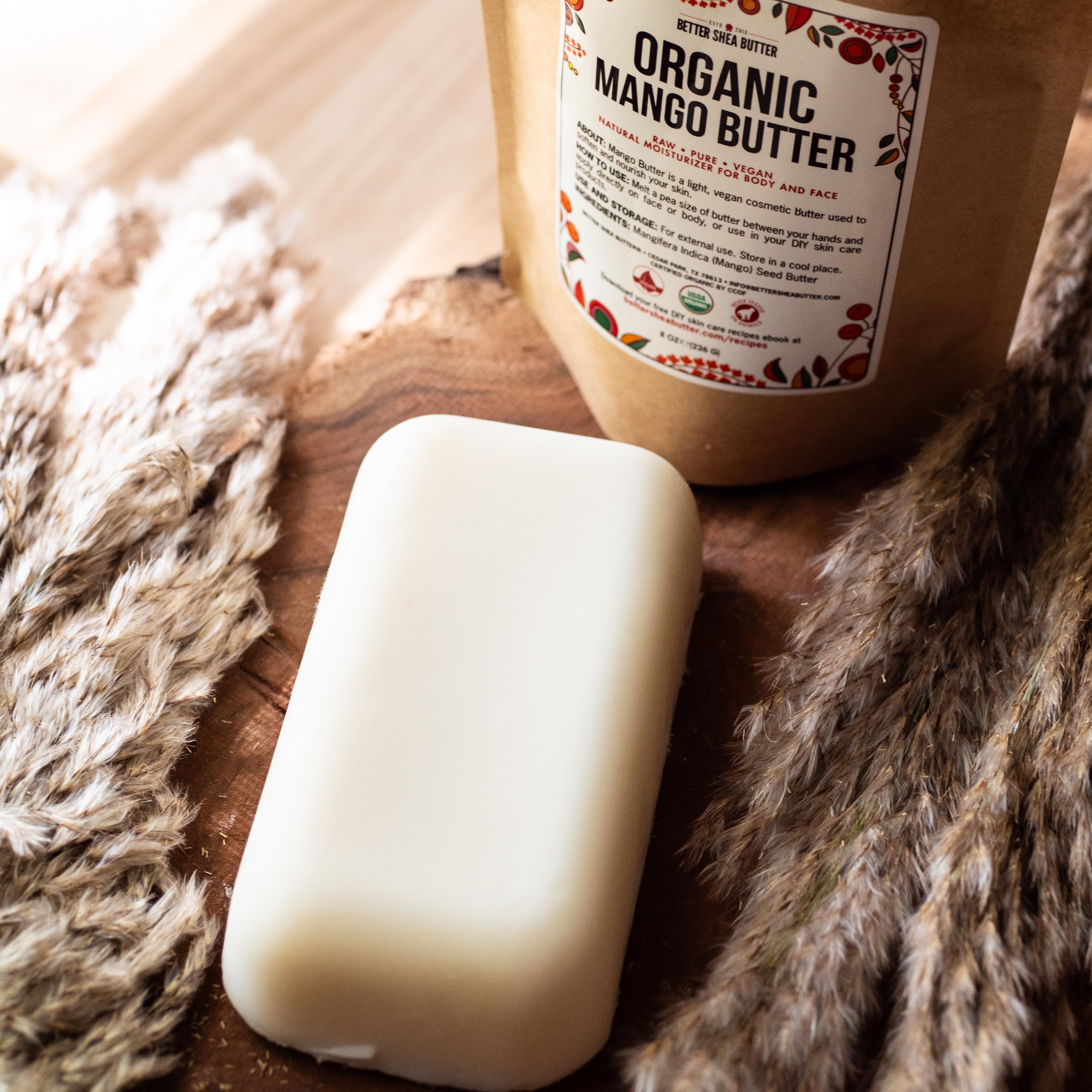 Organic Mango Butter - Raw Organic Unrefined Mango Seed Butter for Skin Care, Body Butter & Hair - Pure Mango Butter Cold Pressed for Soap Making, Mango Lotion | Natural Skin Moisturizer 8 oz