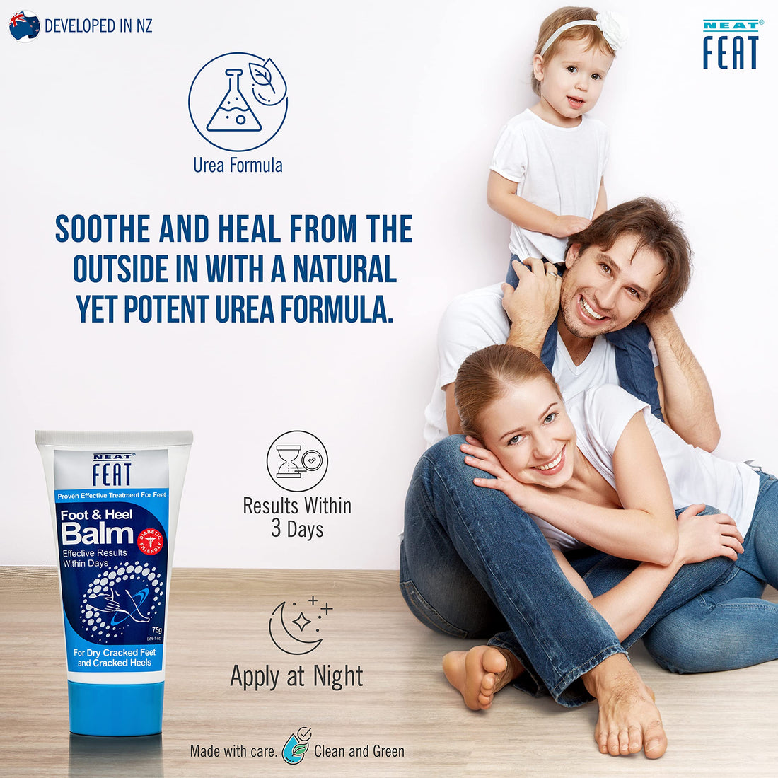 Neat Feat Foot and Heel Balm, 2 for 1, Moisturizing Foot Cream, for Dry & Cracked Skin on Heels and Feet, 5.2 Fl Oz