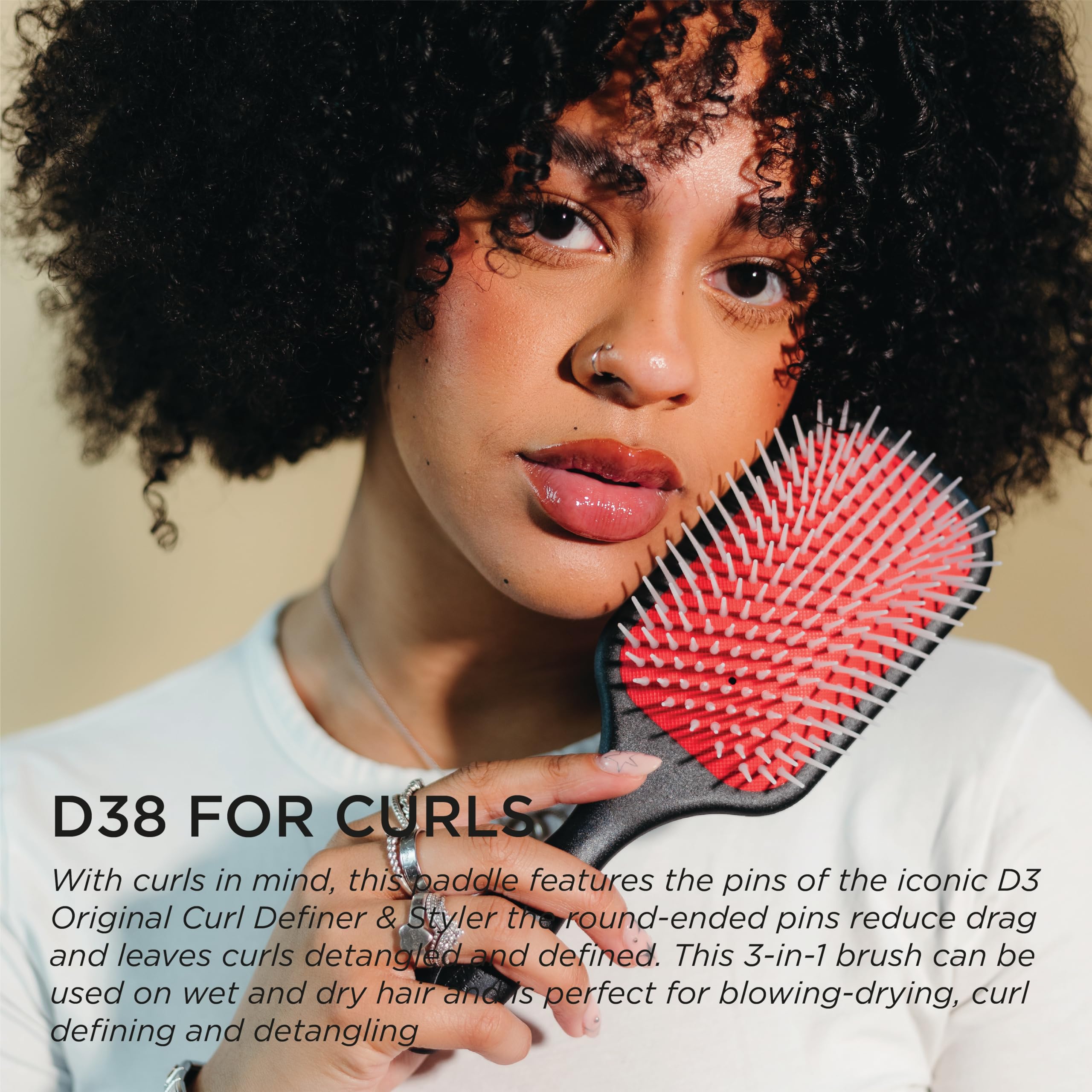 Denman D 38 Professional Large Power Paddle Hair Brush with Red Cushion for Men and Women, Black and Red Color