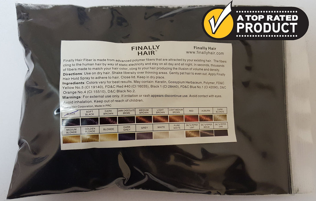 Finally Hair Building Fiber Refill 100 Black Grams Hair Loss Concealer by Finally Hair (Black)