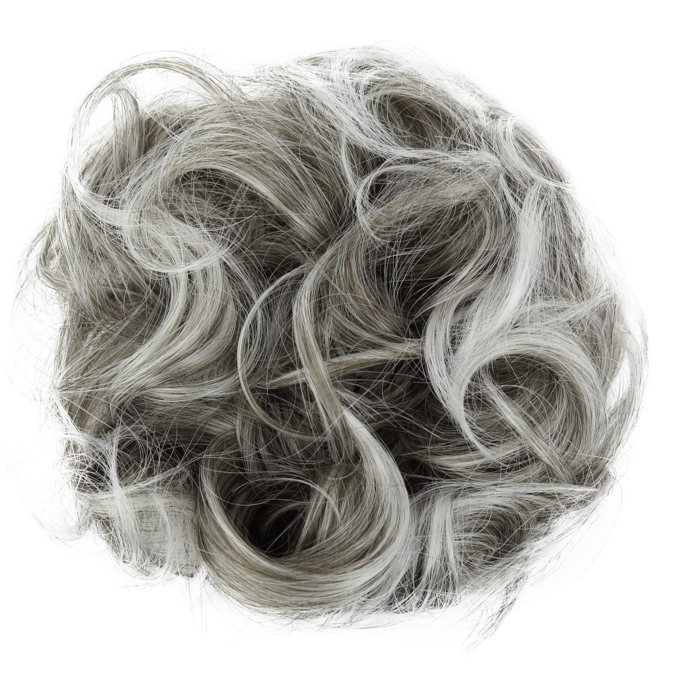 gray mix 18T white G19E : PRETTYSHOP Hairpiece Hair Rubber Scrunchie Scrunchy Updos VOLUMINOUS Curly Messy Bun gray mix G19E