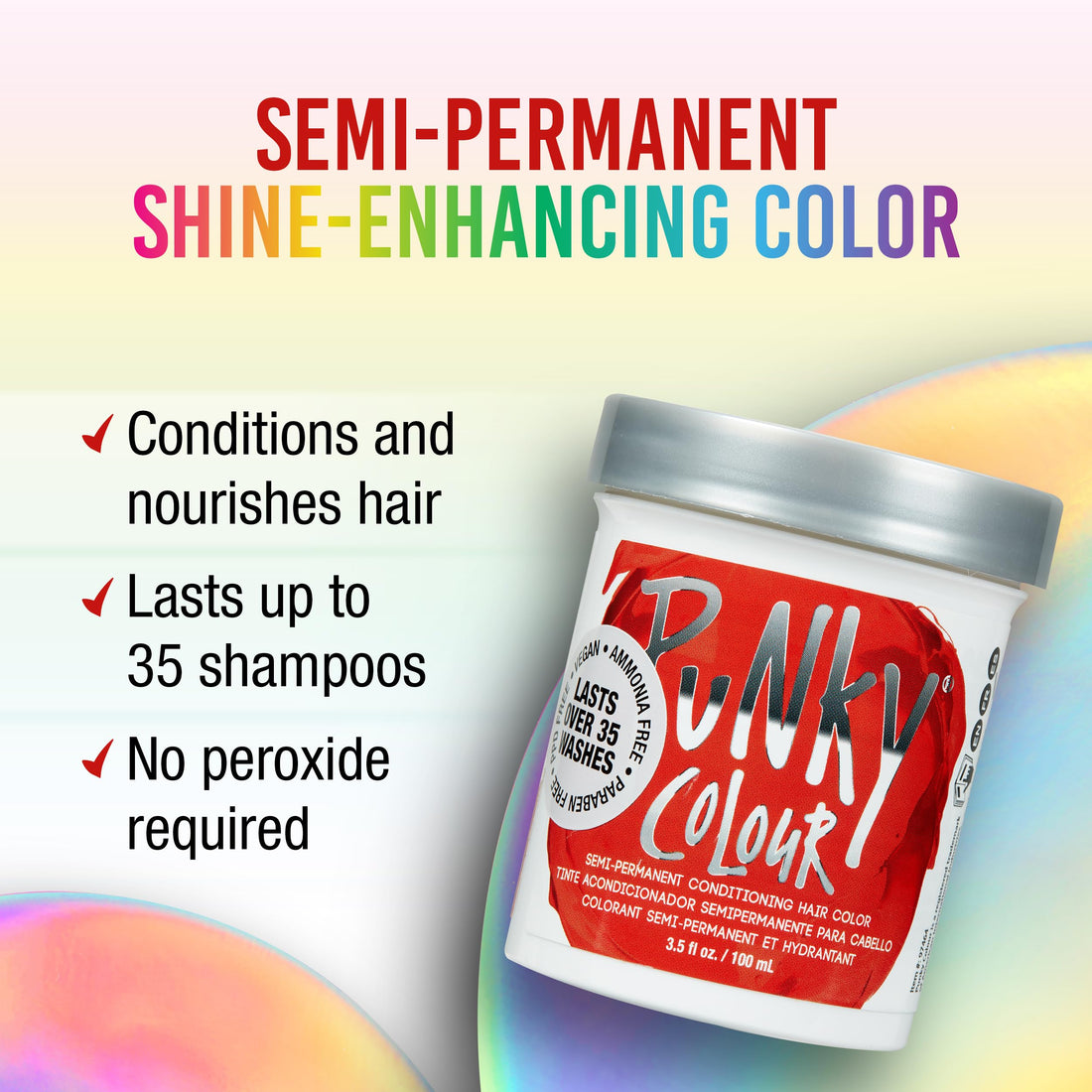 Punky Fire Semi Permanent Conditioning Hair Color, Non-Damaging Hair Dye, Vegan, PPD and Paraben Free, Transforms to Vibrant Hair Color, Easy To Use and Apply Hair Tint, lasts up to 35 washes, 3.5oz