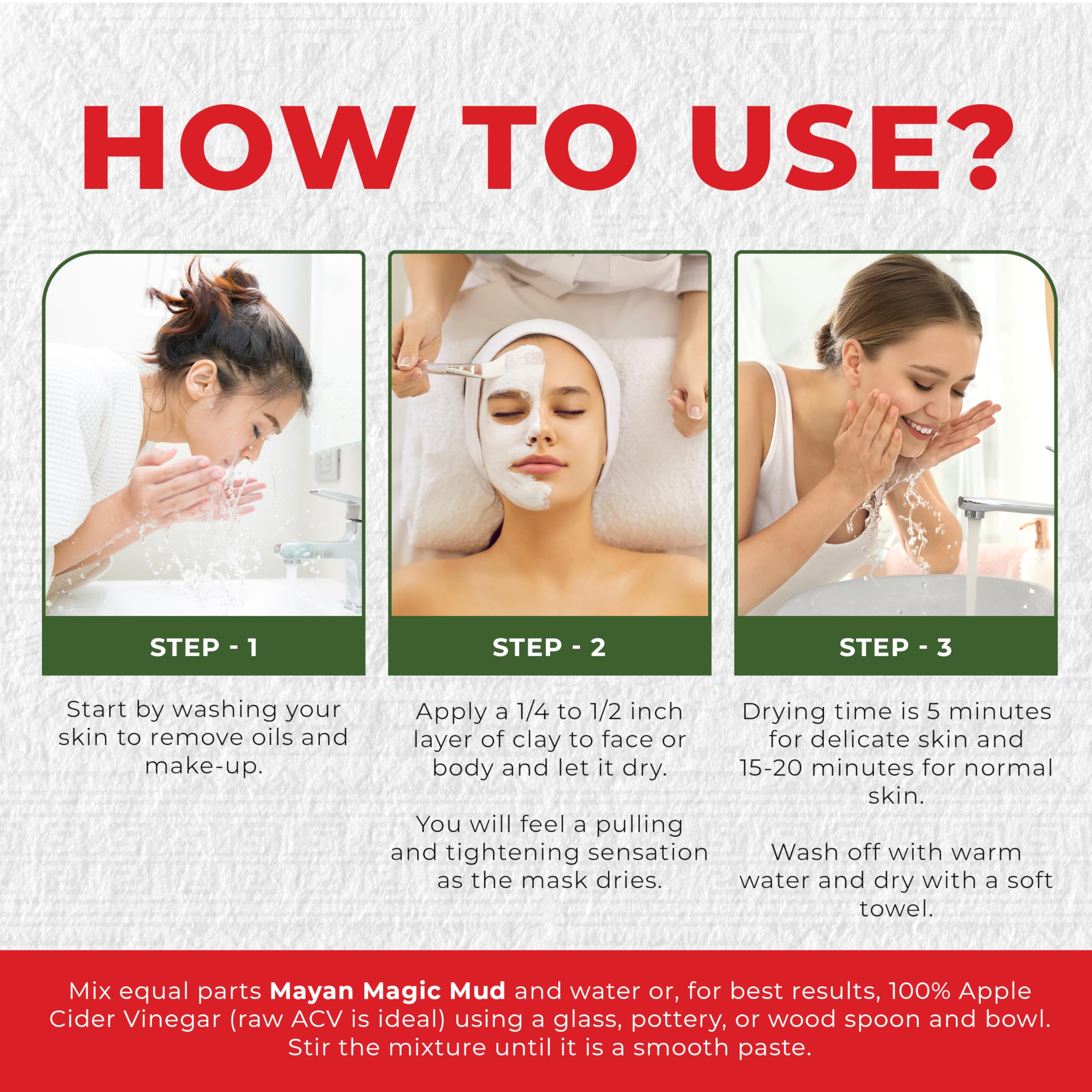 Mayan Magic Mud Powerful Deep Pore Cleansing White Kaolin Clay - Natural Face Mask Peel For Men And Women - USA Made Full Facial Skin Care - Spa Level Beauty Products That Cleanse Skin - 16 Oz