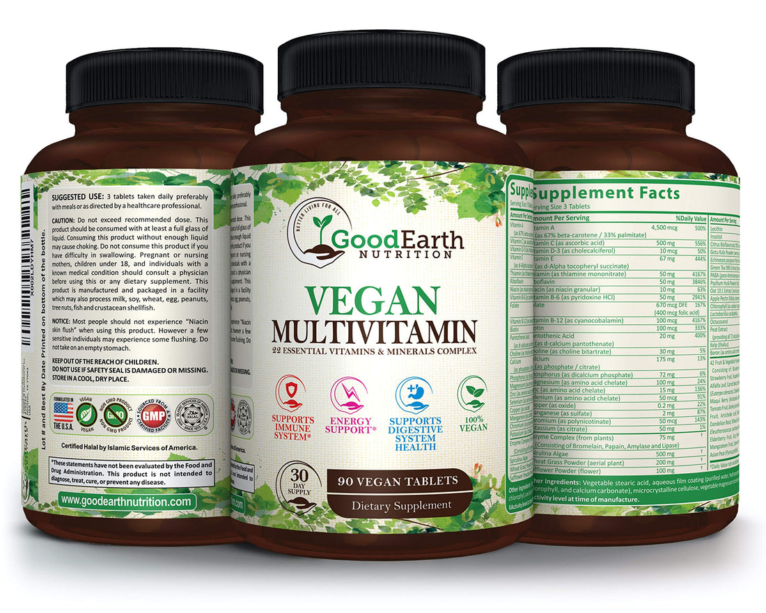 Vegan Multivitamins for Men & Women - Vitamins A , B Complex , C , D3 , Zinc , Magnesium , Spirulina , Antioxidants - Daily Multivitamin Mineral Supplement with Proprietary Fruit & Vegetable Blend