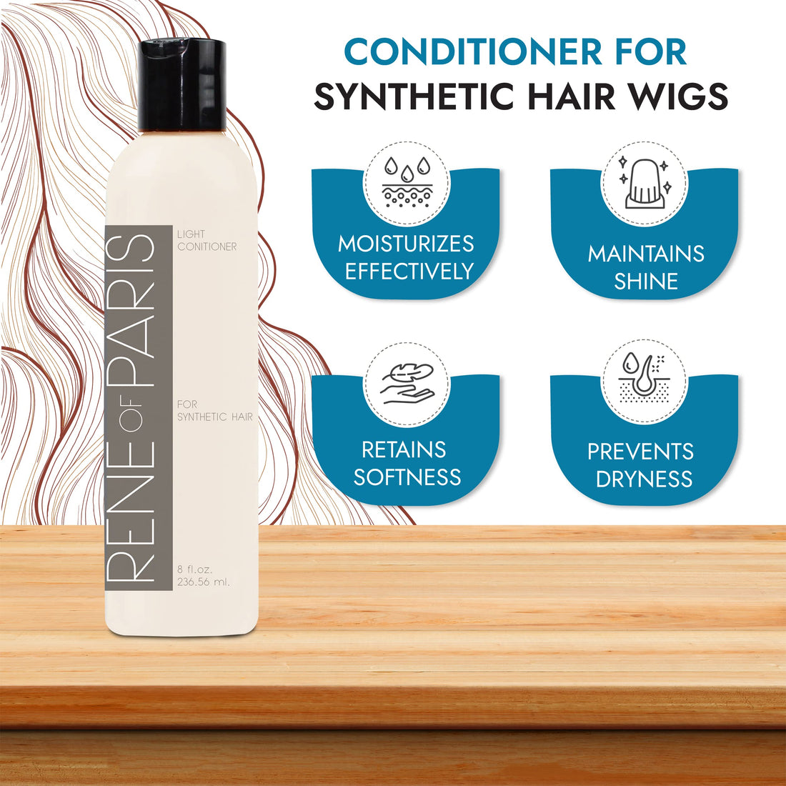 Rene of Paris Hair Conditioner For Synthetic Wigs,Hair Extensions & Accessories (8 oz)