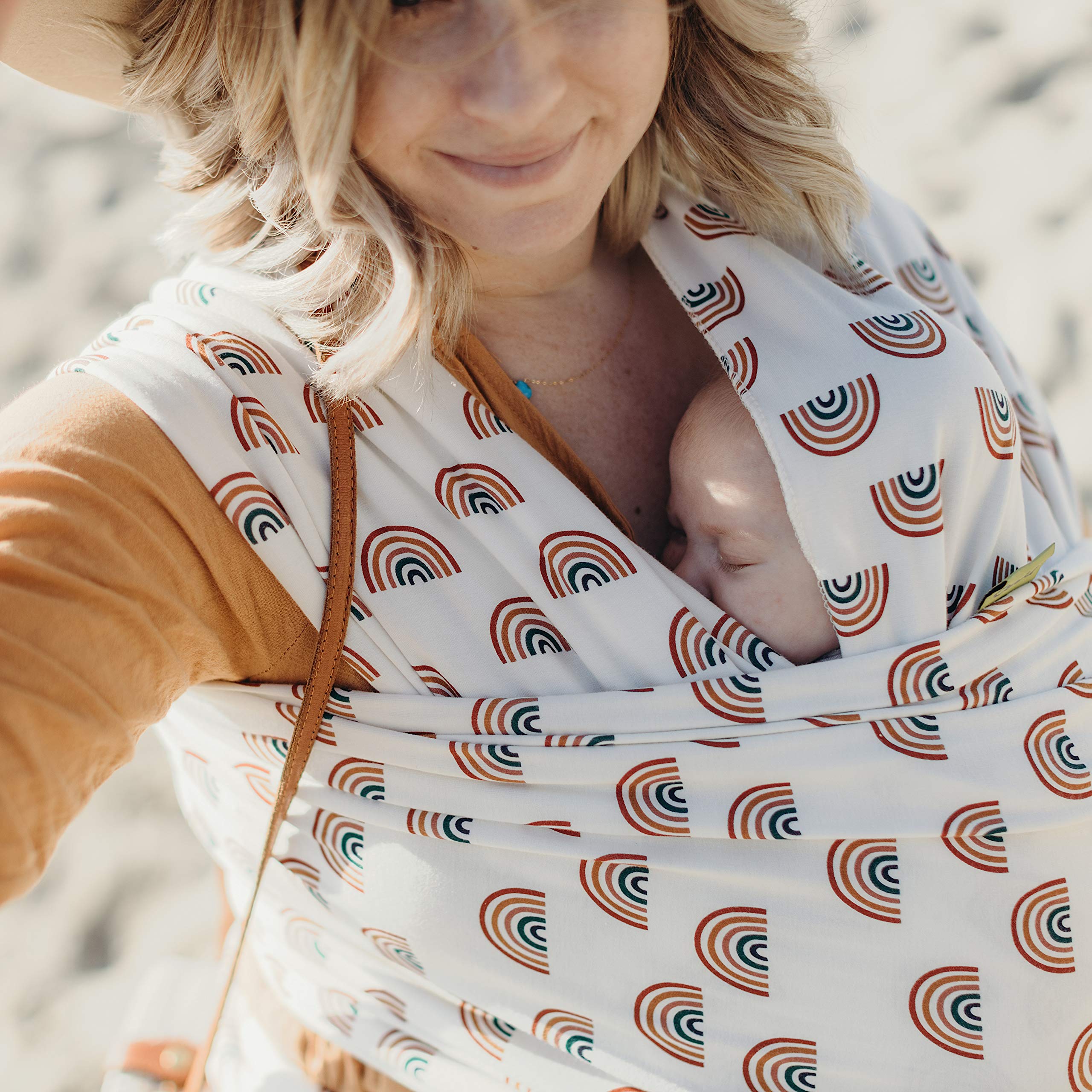 Boba Baby Wrap Carrier - Original Baby Carrier Wrap Sling for Newborns - Baby Wearing Essentials - Newborn Wrap Swaddle Holder, Newborn to Toddler Infant Sling (Serenity Rainbows)