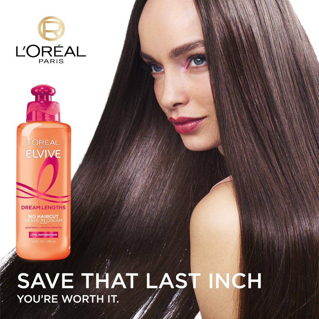 L'Oreal Paris Elvive Dream Lengths No Haircut Cream Leave In Conditioner, 6.8 fl. oz.