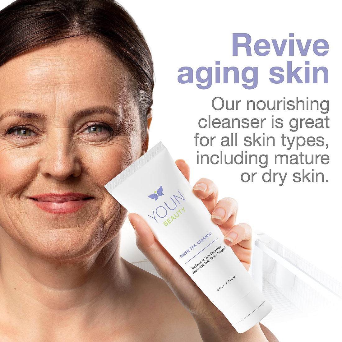 YOUN Beauty Green Tea Face Cleanser by Dr. Anthony Youn – Paraben-Free, Hydrating Facial Cleanser with Aloe Vera, Chamomile & Cucumber Extracts – Daily Face Wash for All Skin Types