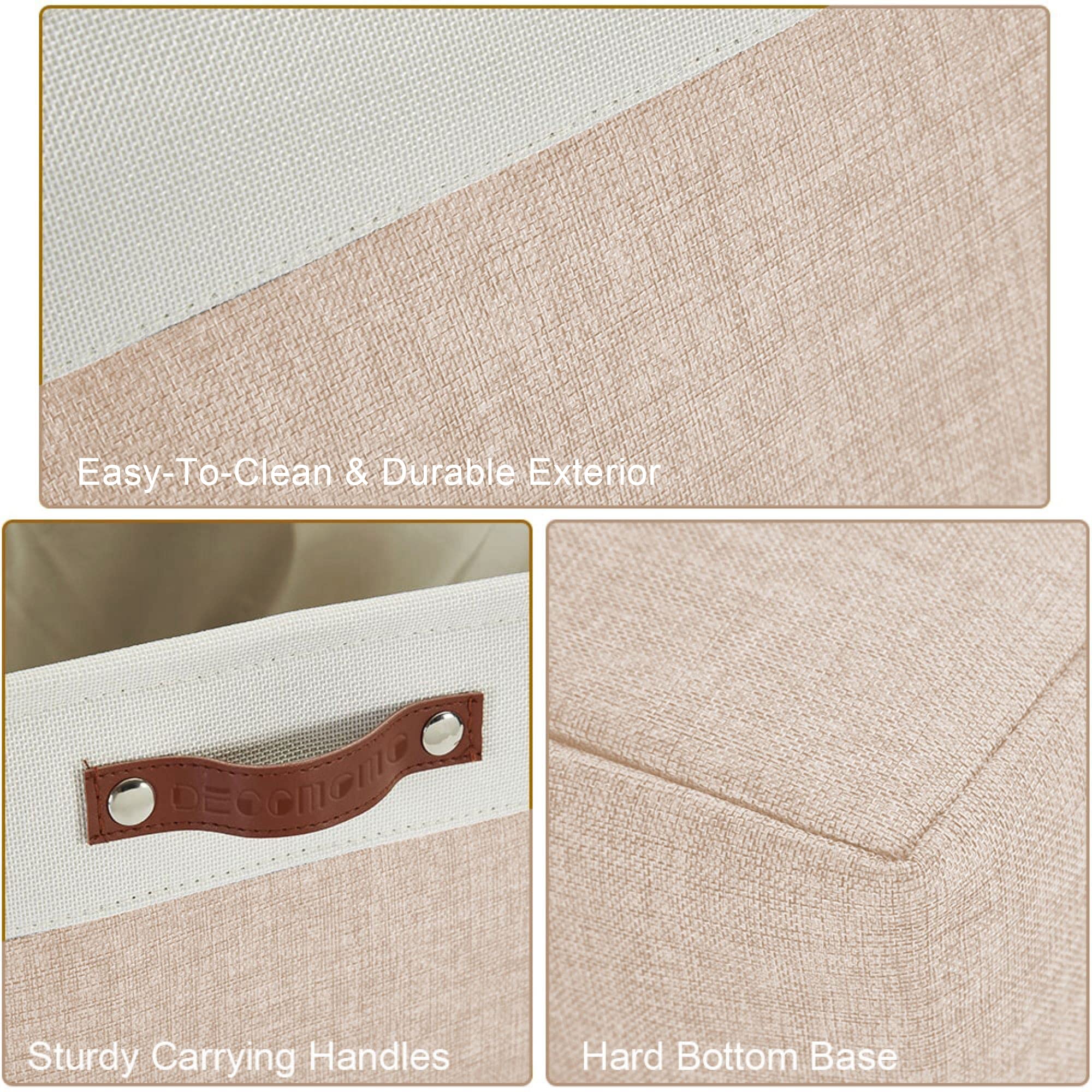 DECOMOMO Small Storage Basket, Closet Storage Bins, Baskets for Organizing Shelves (Beige & White, Small - 6 Pack)