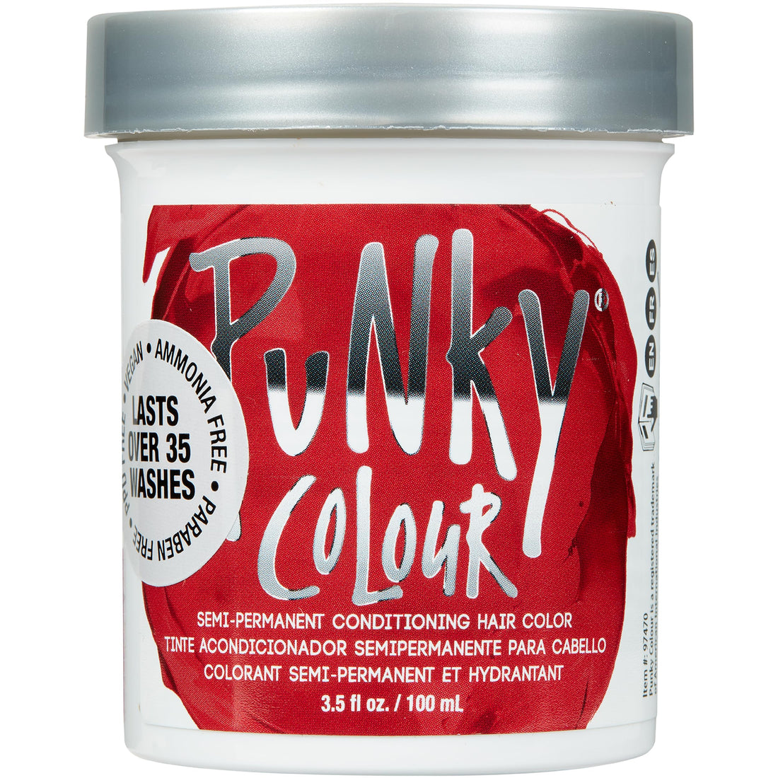 Punky Vermillion Red Semi Permanent Conditioning Hair Color, Vegan, PPD and Paraben Free, lasts up to 25 washes, 3.5oz