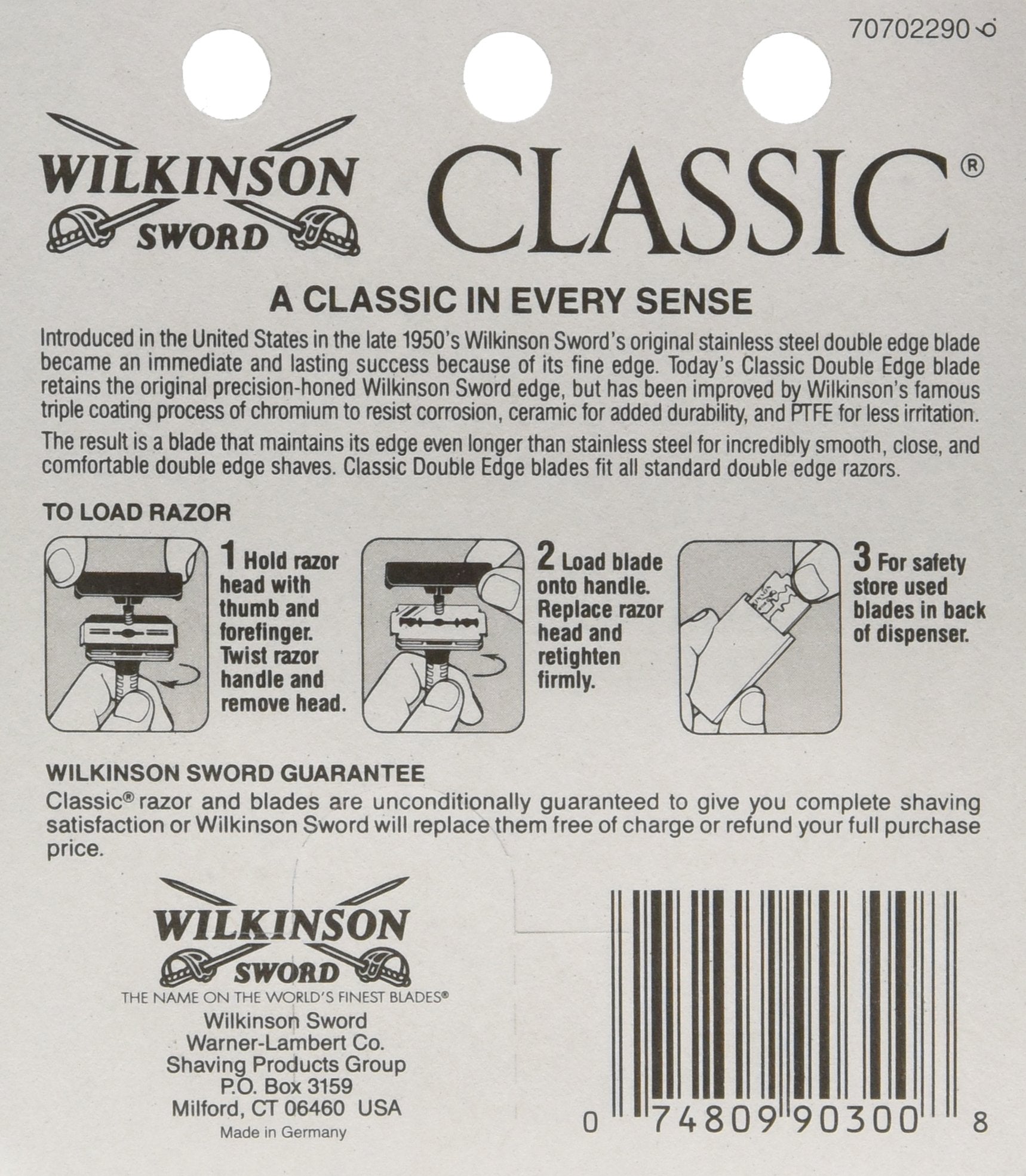 Wilkinson Sword Classic Stainless Steel Double Edge Razor Blades 5 Count (Pack of 20)