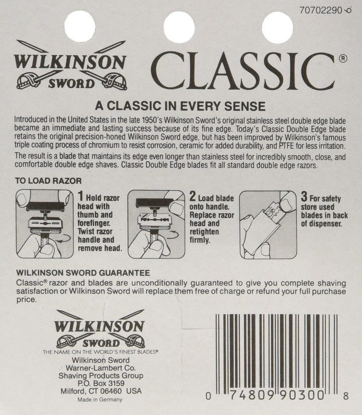 Wilkinson Sword Classic Stainless Steel Double Edge Razor Blades 5 Count (Pack of 20)