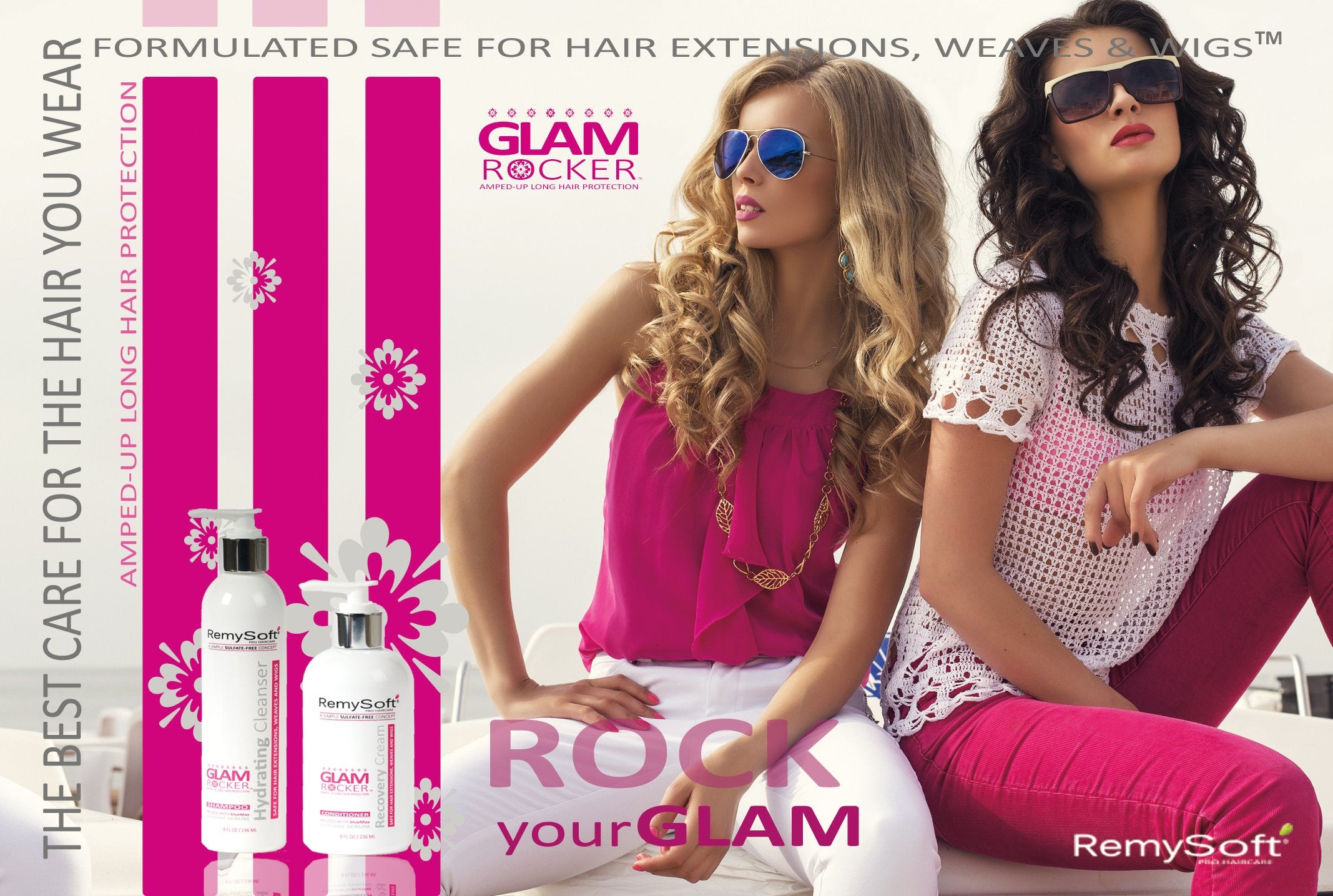 RemySoft  Glam Rocker Hydrating Cleanser  Moisturizing SALON FORMULA SHAMPOO for Hair Extensions, Weaves and Wigs  Gentle, SULFATE-FREE Lather