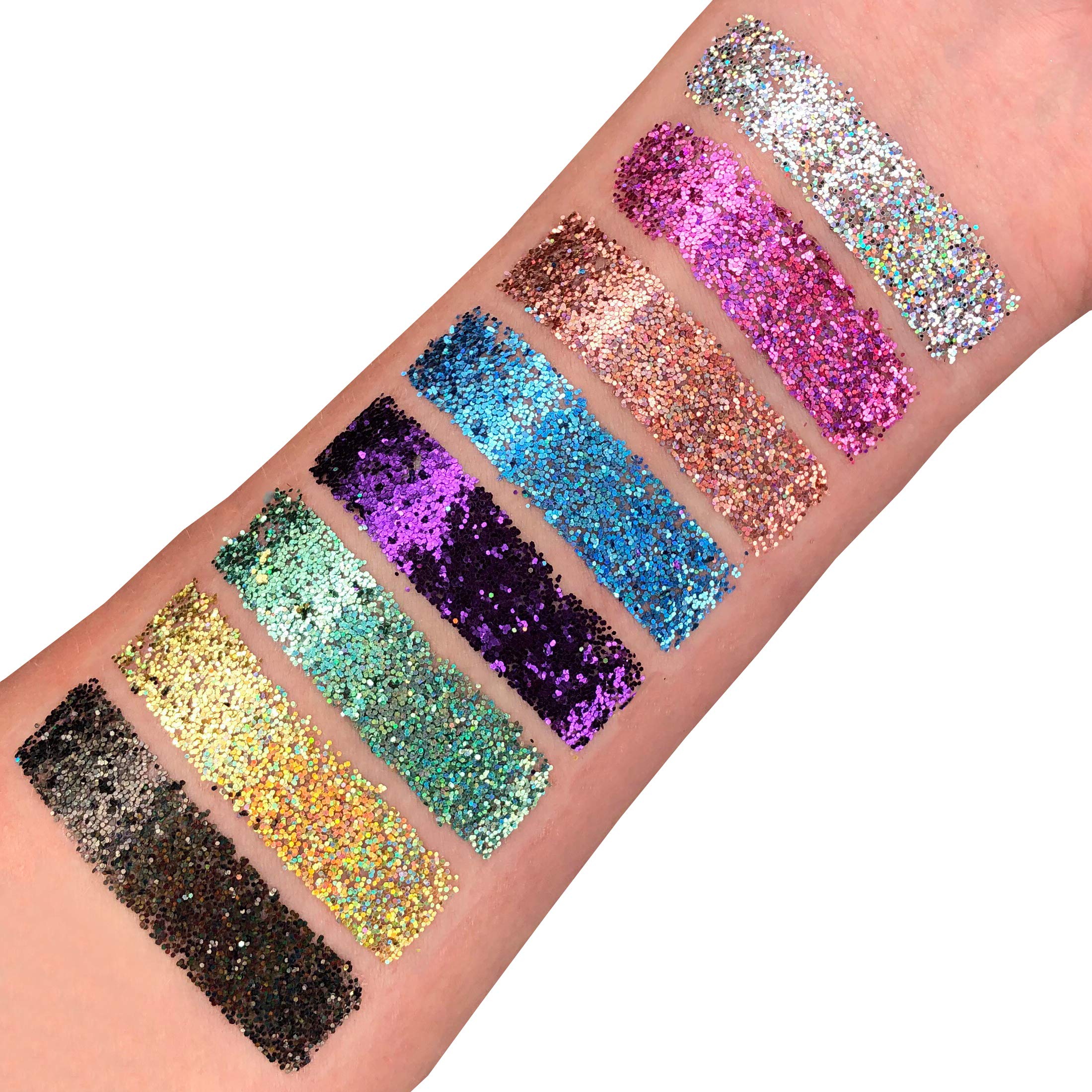 Moon Glitter Holographic Glitter Shakers 100% Cosmetic Glitter for Face, Body, Nails, Hair and Lips - 0.17oz - Black