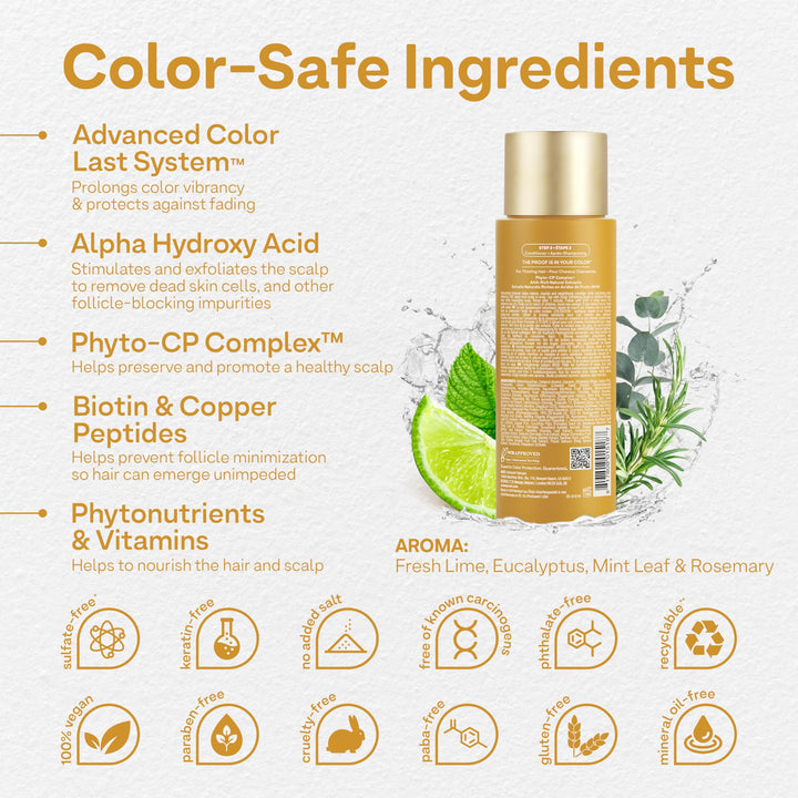 ColorProof Biorepair Thicken Conditioner 8.5 Fl. Oz., Fuller-Looking Hair Conditioner w/Fresh Lime, Eucalyptus, Mint Leaf & Rosemary Scent, Hair Growth-Supporting Conditioner