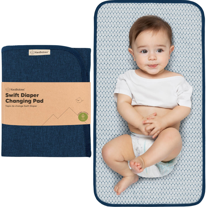 Portable Diaper Changing Pad - Waterproof Foldable Baby Changing Mat - Travel Diaper Change Mat - Lightweight Changing Pads for Baby - Baby Changer - Machine Washable (Navy Blue)