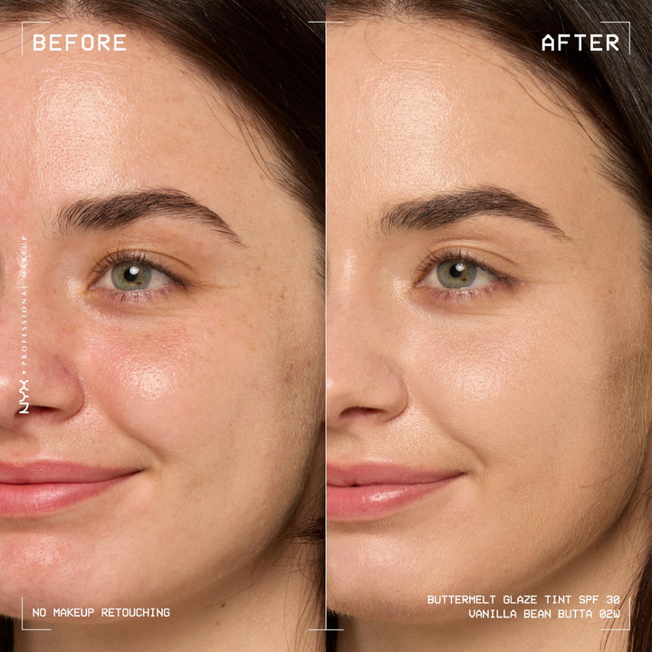 NYX PROFESSIONAL MAKEUP Buttermelt Glaze Soft Glow Skin Tint + SPF 30, Up To 12HR Wear, 02 Vanilla Bean Butta
