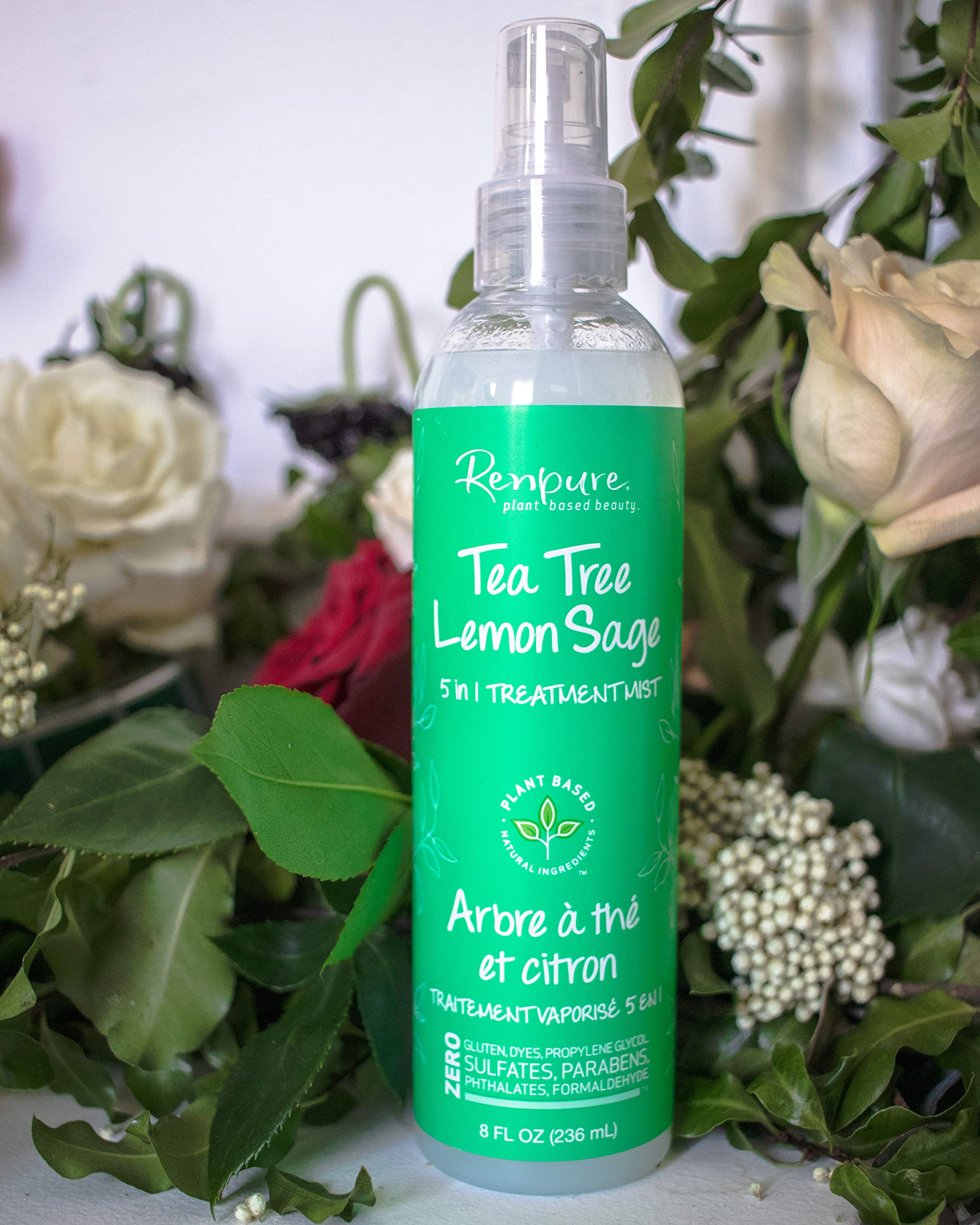 Renpure Plant-Based Beauty Tea Tree & Lemon Sage 5-in-1 Leave-in Treatment Mist, 8 Fluid Ounce