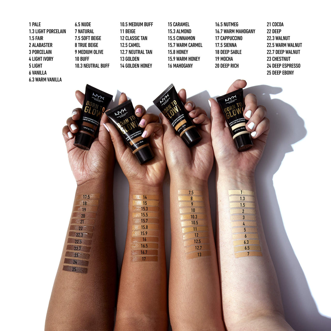 NYX PROFESSIONAL MAKEUP Born To Glow Naturally Radiant Foundation, Medium Coverage - Porcelain