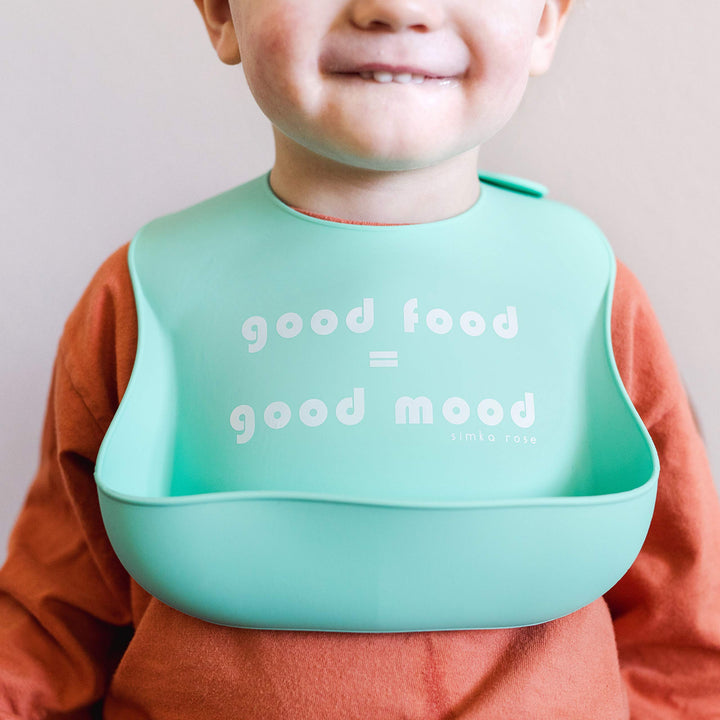 Simka Rose Silicone Bibs for Babies - Toddlers High Chair Dining Table and Restaurants - Silicone Baby Bibs with food catcher Adjustable Soft Catch all Bib with Pouch Baby Led Weaning for Boys & Girls