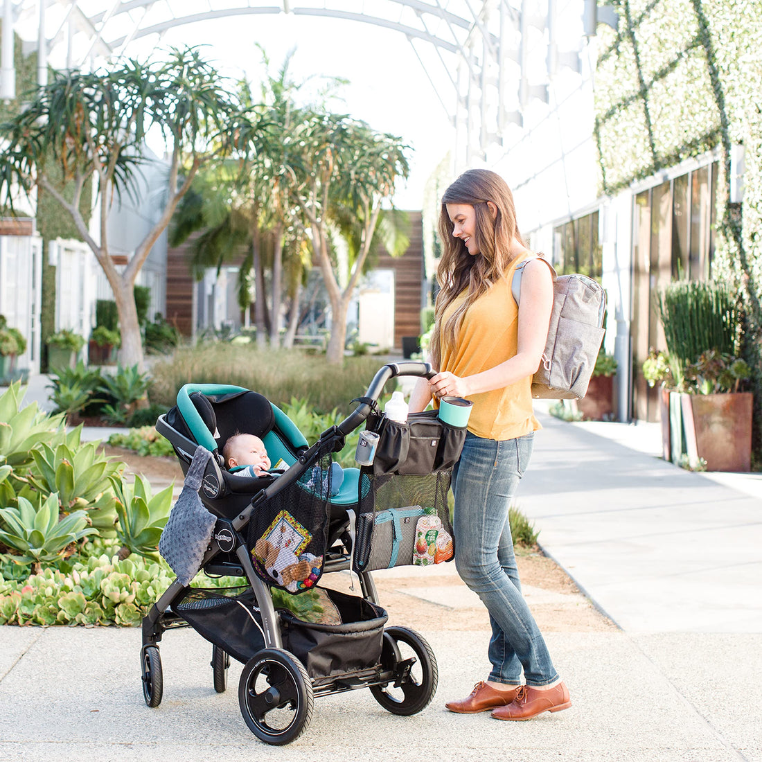 J.L. Childress Side Sling, Universal Fit Stroller Mesh Cargo Net and Organizer, Extra Stroller Storage Space, Non-Slip and Adjustable Straps, Black