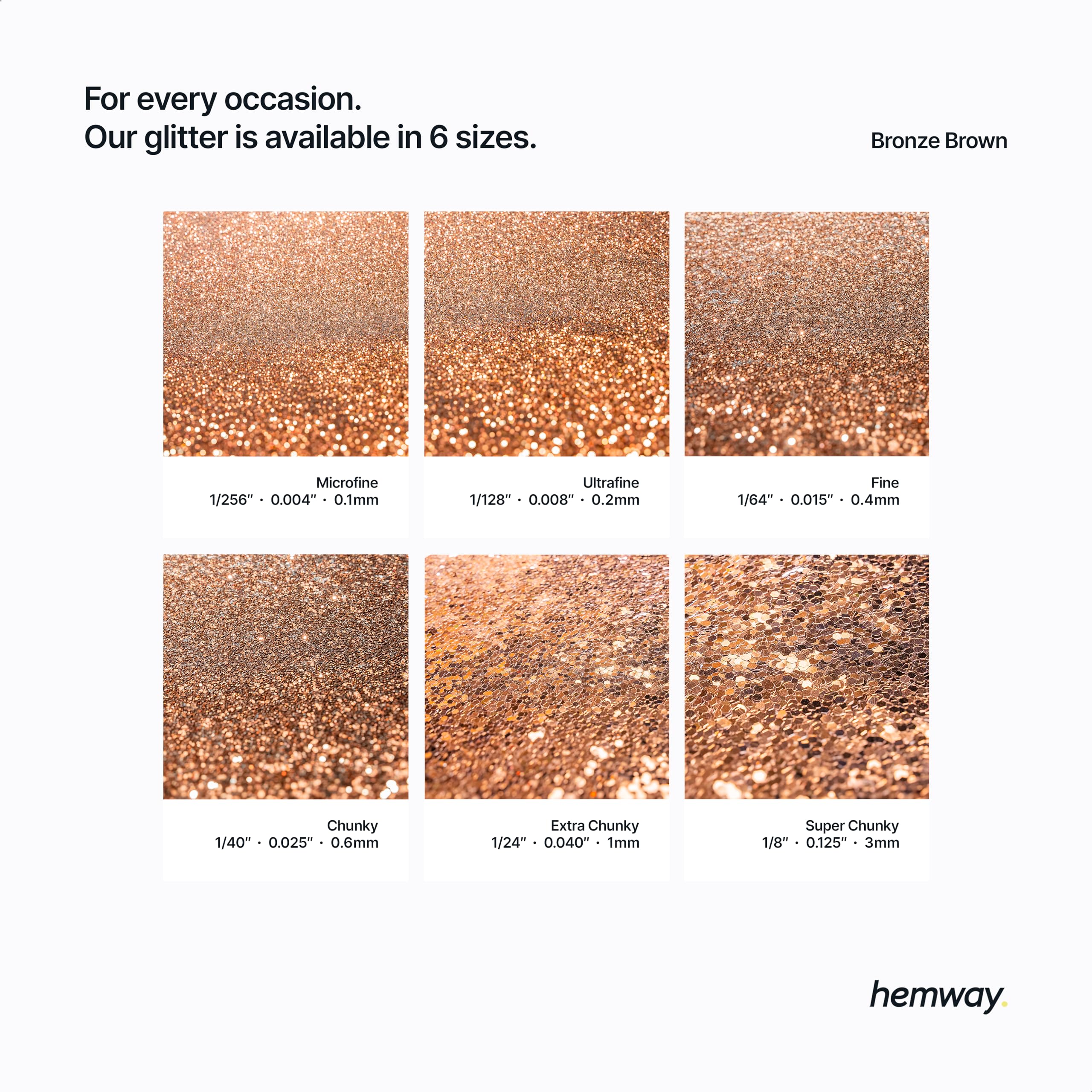 Hemway Premium Ultra Sparkle Glitter Multi Purpose Metallic Flake for Nail Art, Cosmetic Graded, Makeup, Festival, Party, Hair, Body and Eyes 100g / 3.5oz - Bronze Brown