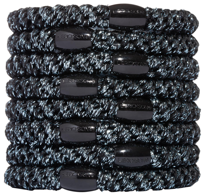 L. Erickson Ponytail Holders - Set of Eight - Graphite Metallic