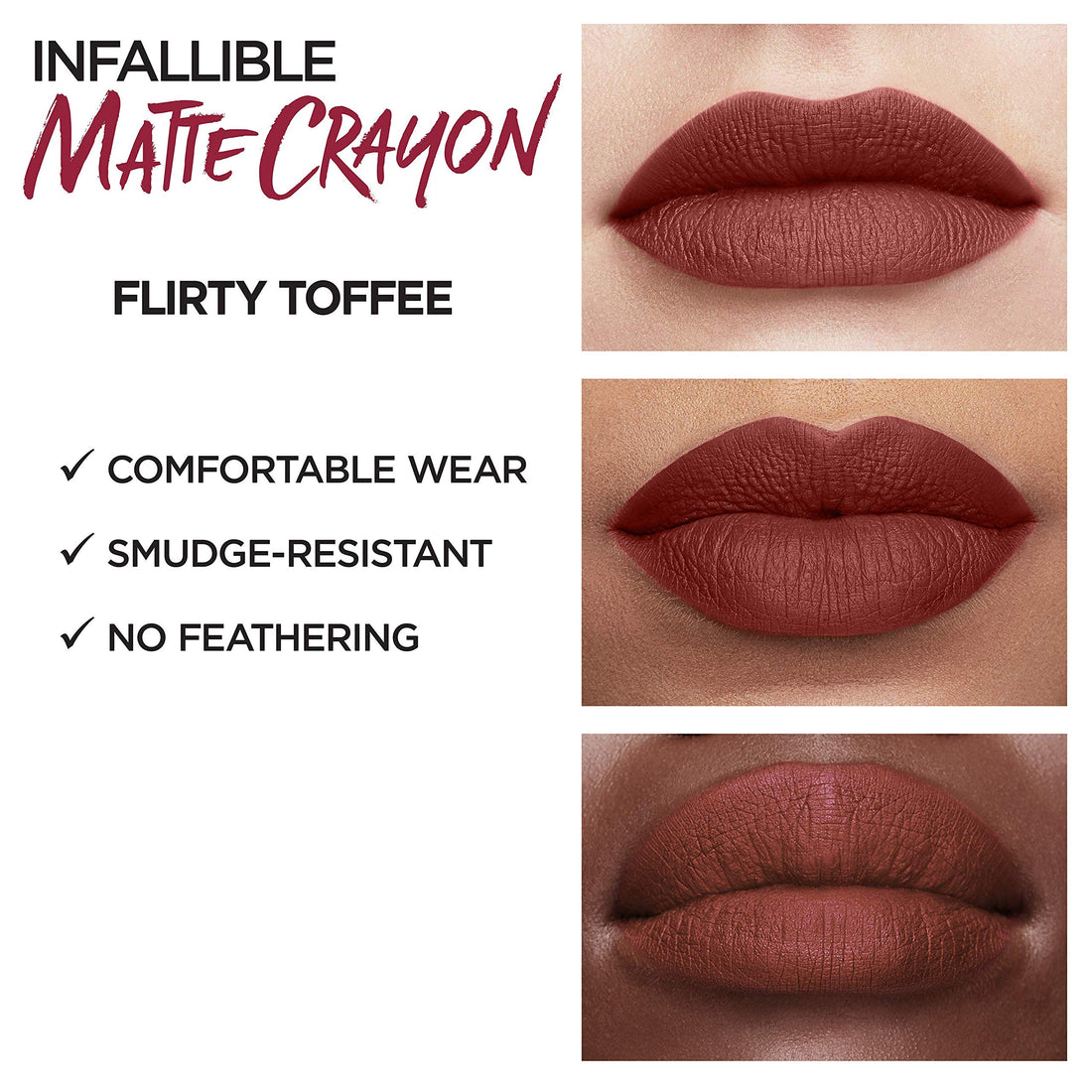 L'Oreal Paris Infallible Matte Lip Crayon, Flirty Toffee (Packaging May Vary)