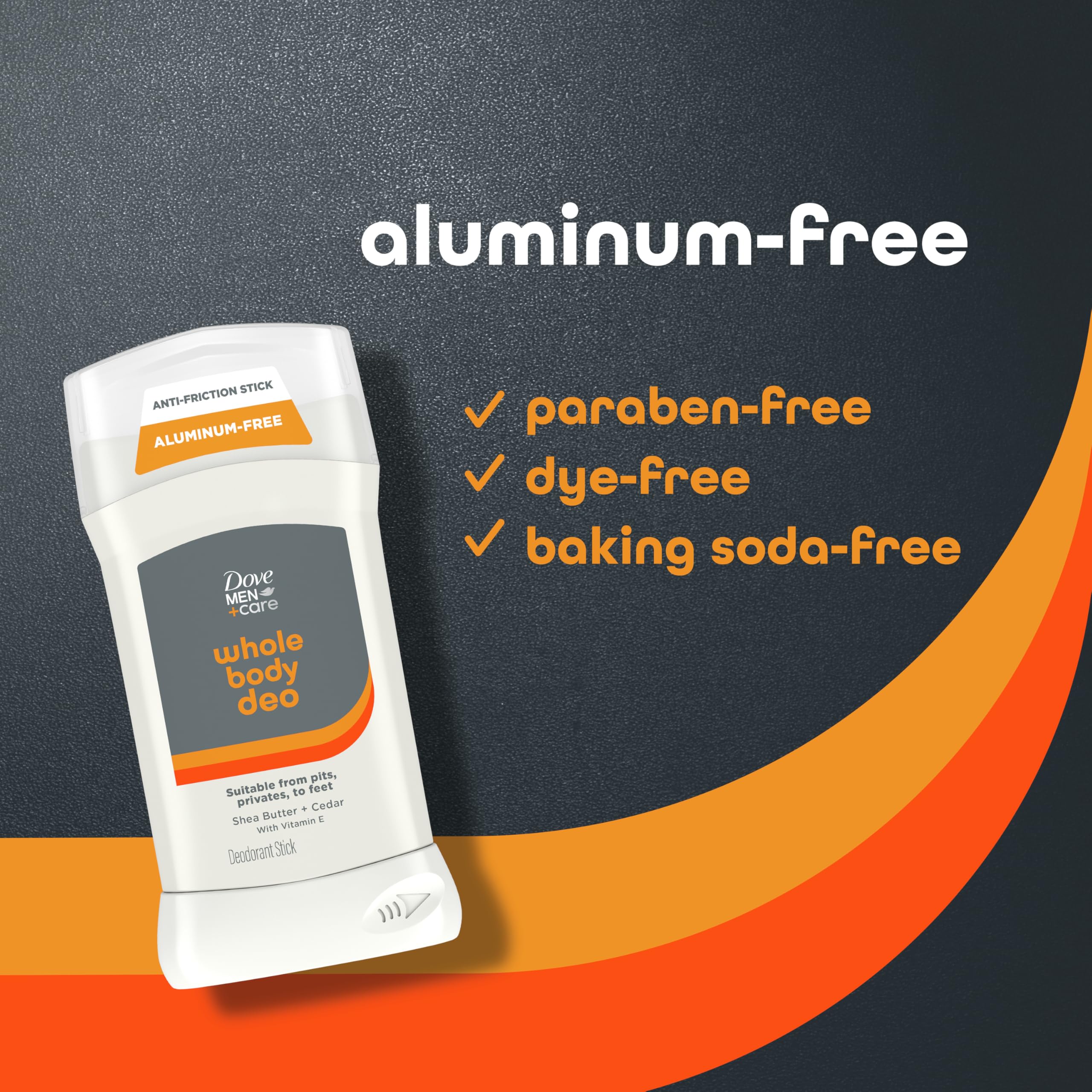 Dove Men+Care Whole Body Deodorant Shea Butter & Cedar For 72H Odor Protection from pits, privates, to feet 3 oz