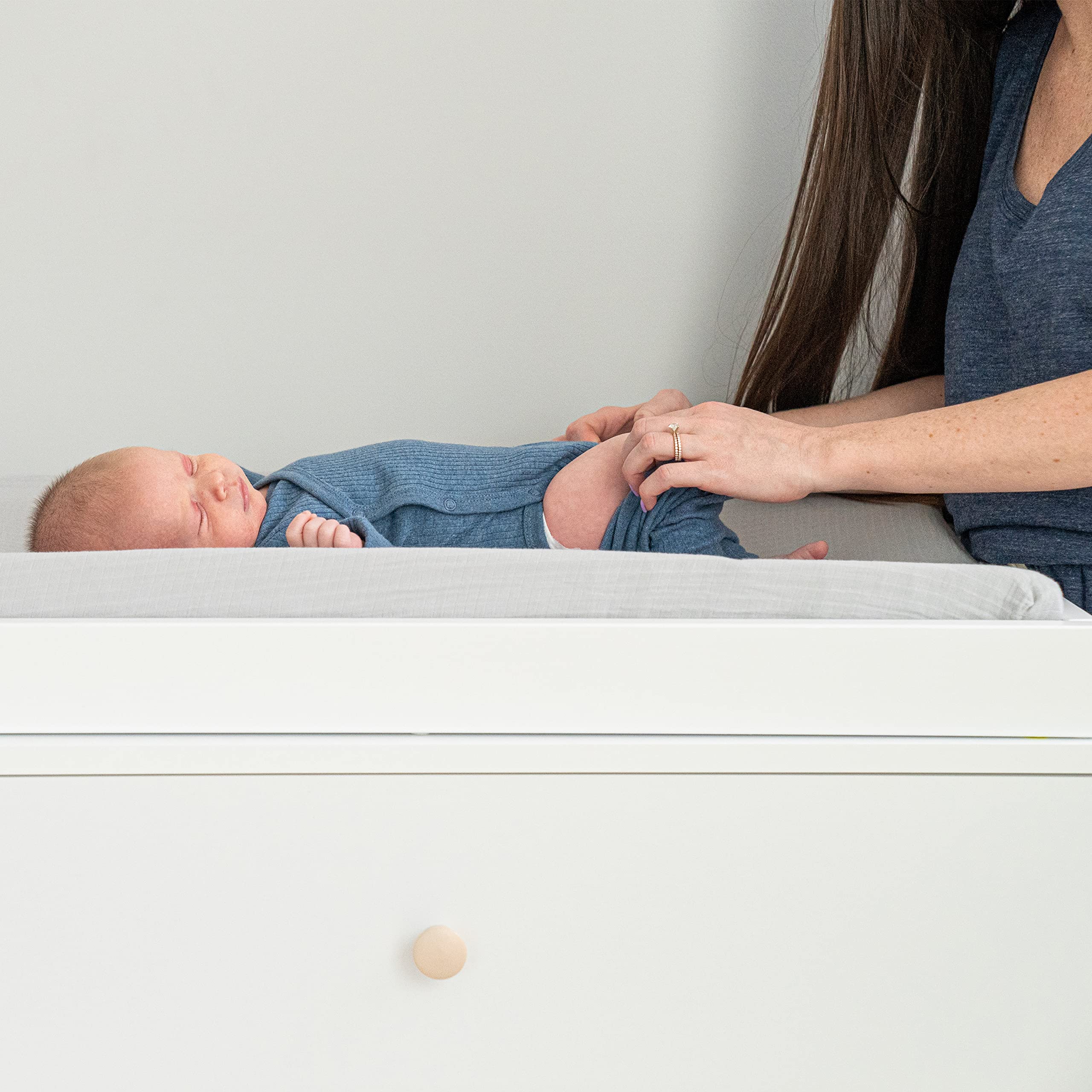 aden + anais Essentials Changing Pad Cover, 100% Cotton Muslin, Super Soft, Breathable, Tailored Snug Fit, Single, Solid Grey