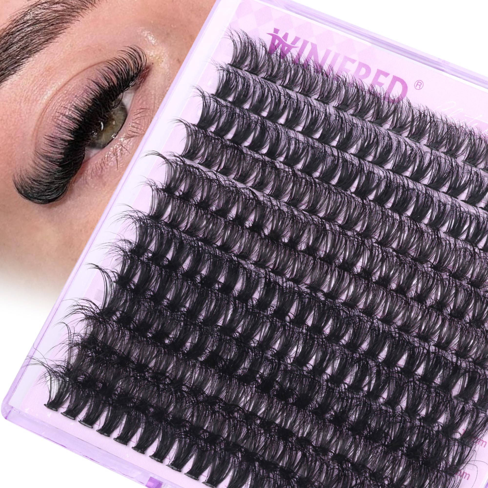 Winifred Cluster Eyelash Extensions Wispy Lash Clusters Thick Volume Individual Lashes 50D Lash Extension D Curvature Eyelash Clusters 16mm DIY Faux Mink Eyelash Extension (240pcs)