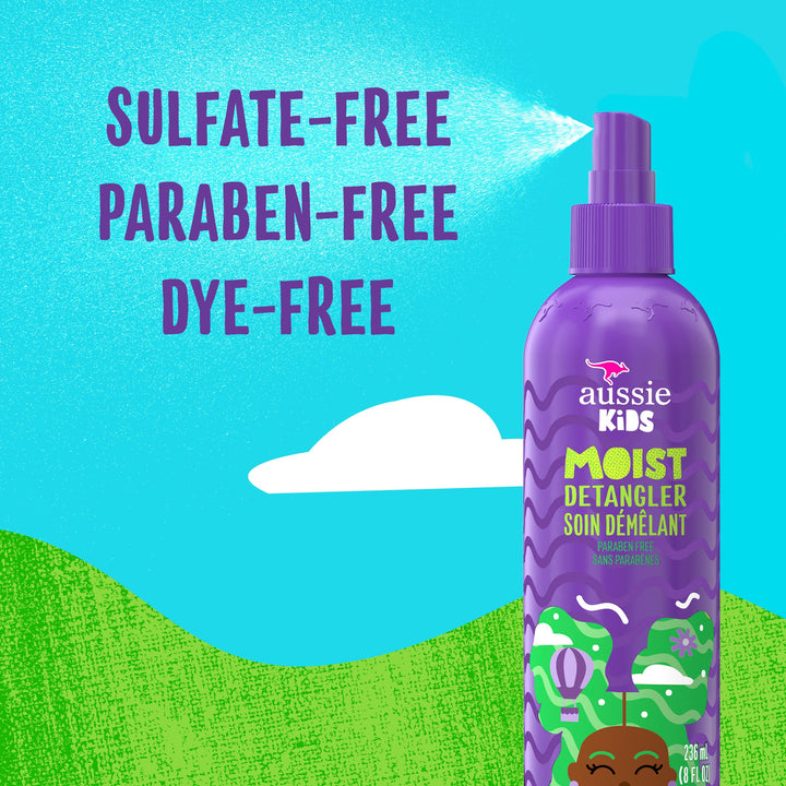 Aussie Kids Moist Detangler for Kids, Sulfate Free and Paraben Free, 8 fl oz, Triple Pack