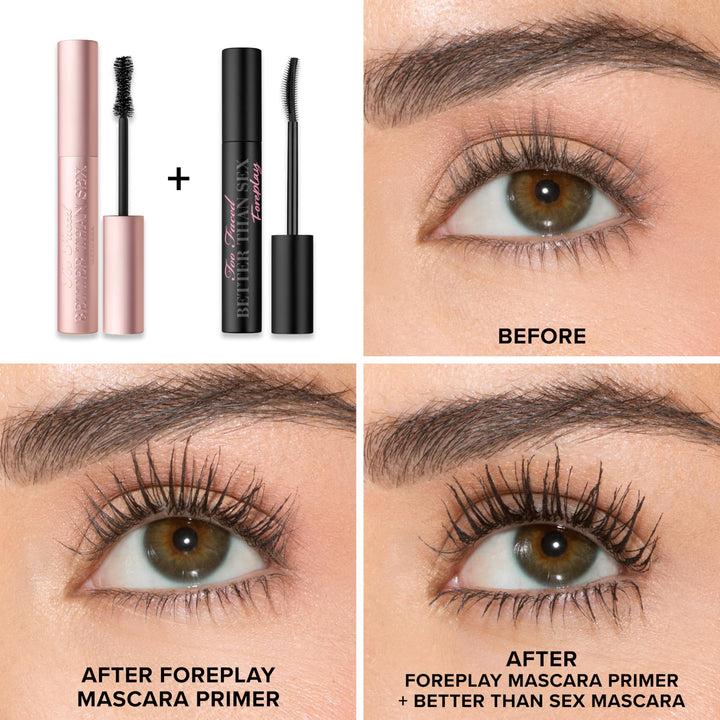 Too Faced Foreplay & Better Than Sex Duo | Long Lasting + Volumizing, 0.27 Fl Oz, Black