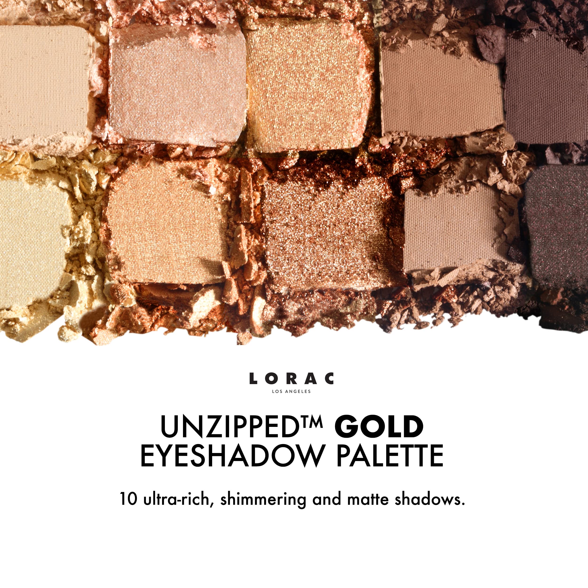Lorac Unzipped Gold Shimmer And Matte Eye Shadow Palette, 6.3 Oz.