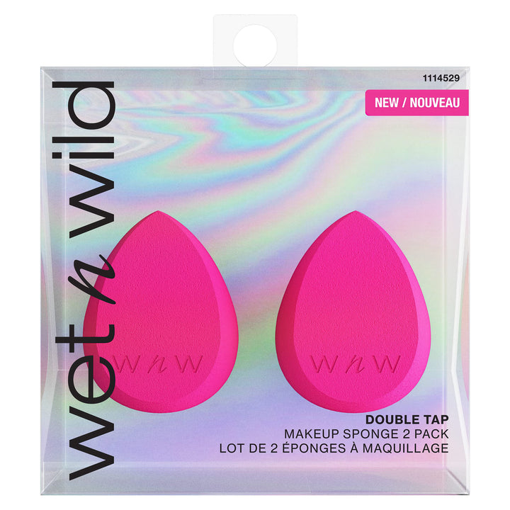 wet n wild Double Tap Makeup Sponge Set, Foundation Blending Beauty Sponge Flawless for Liquid, Cream, and Powder Dry and Wet Blender Make Up Use Vegan, Cruelty Free