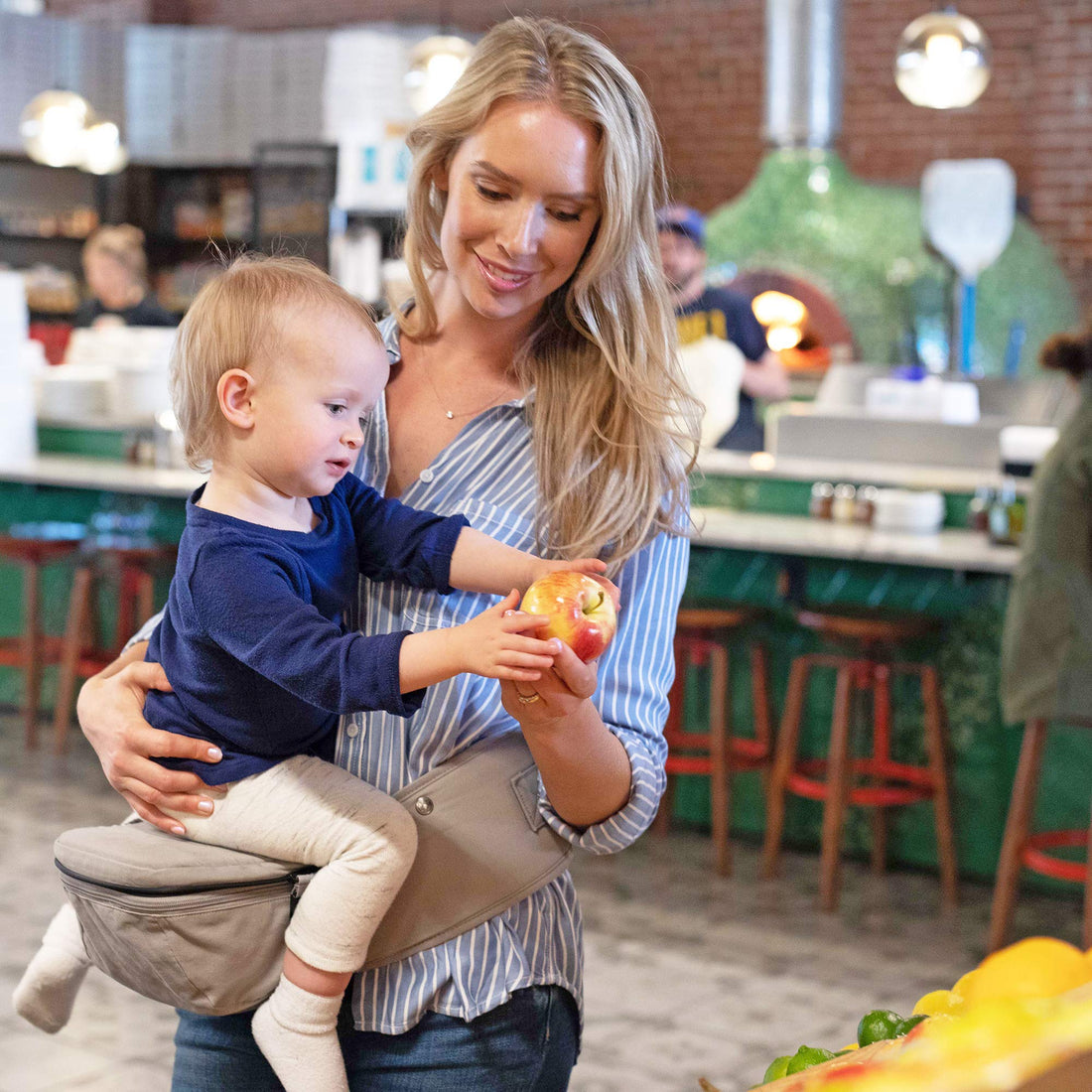 LÍLLÉbaby SeatMe Hip Seat & Ergonomic 6-in-1 Baby Carrier Newborn to Toddler - with Lumbar Support - for Children 7-45 Pounds - 360 degree baby wearing - Inward and outward facing - Stone