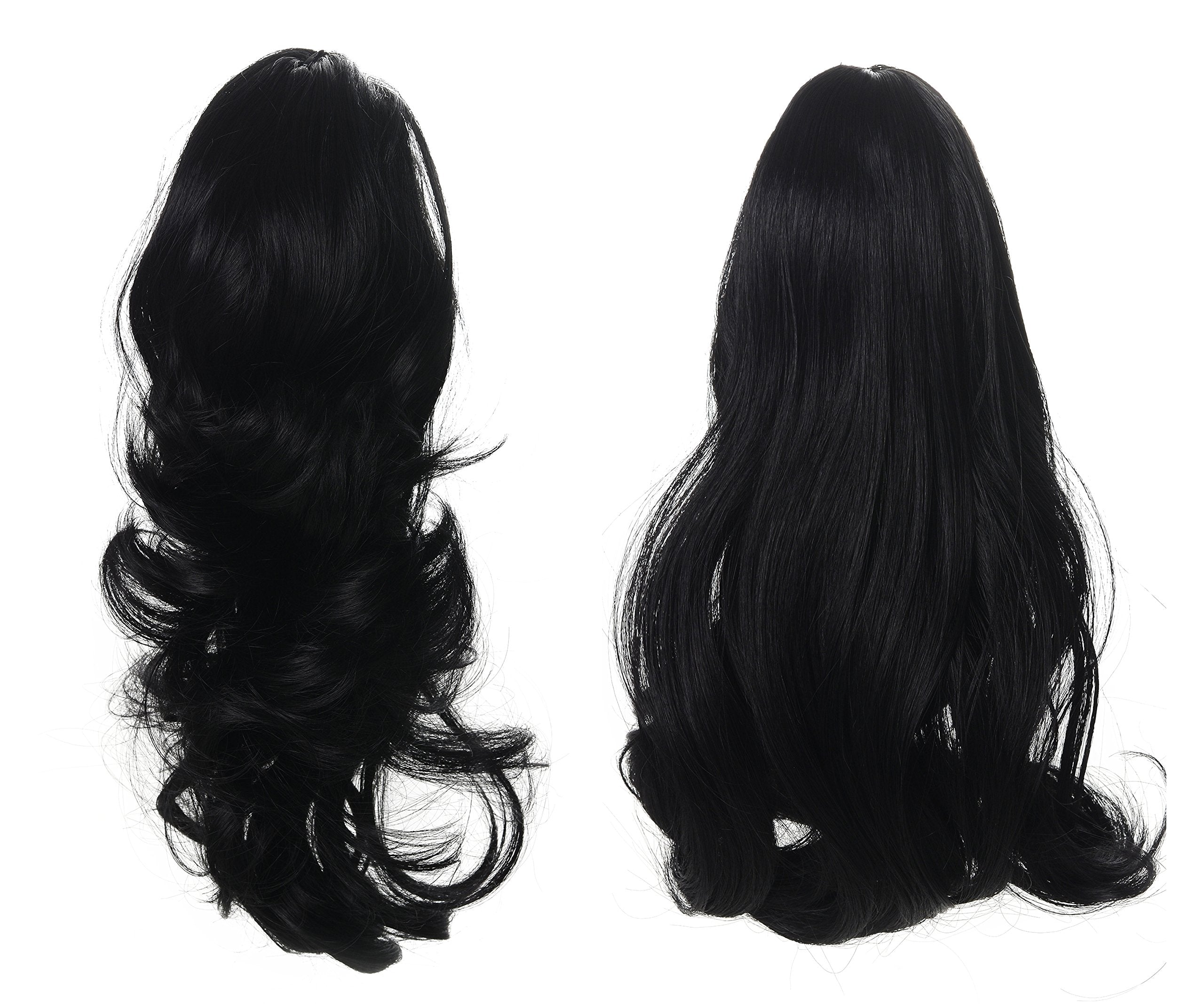 One Dor 15 Dual Use Curly Styled Clip In Claw Ponytail Hair Extension Synthetic Hairpiece 130g With A Jaw/Claw Clip (1# Black)