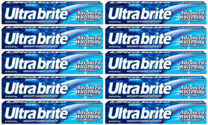 Ultra brite Advanced Whitening Toothpaste Clean Mint 6 oz (Pack of 10)