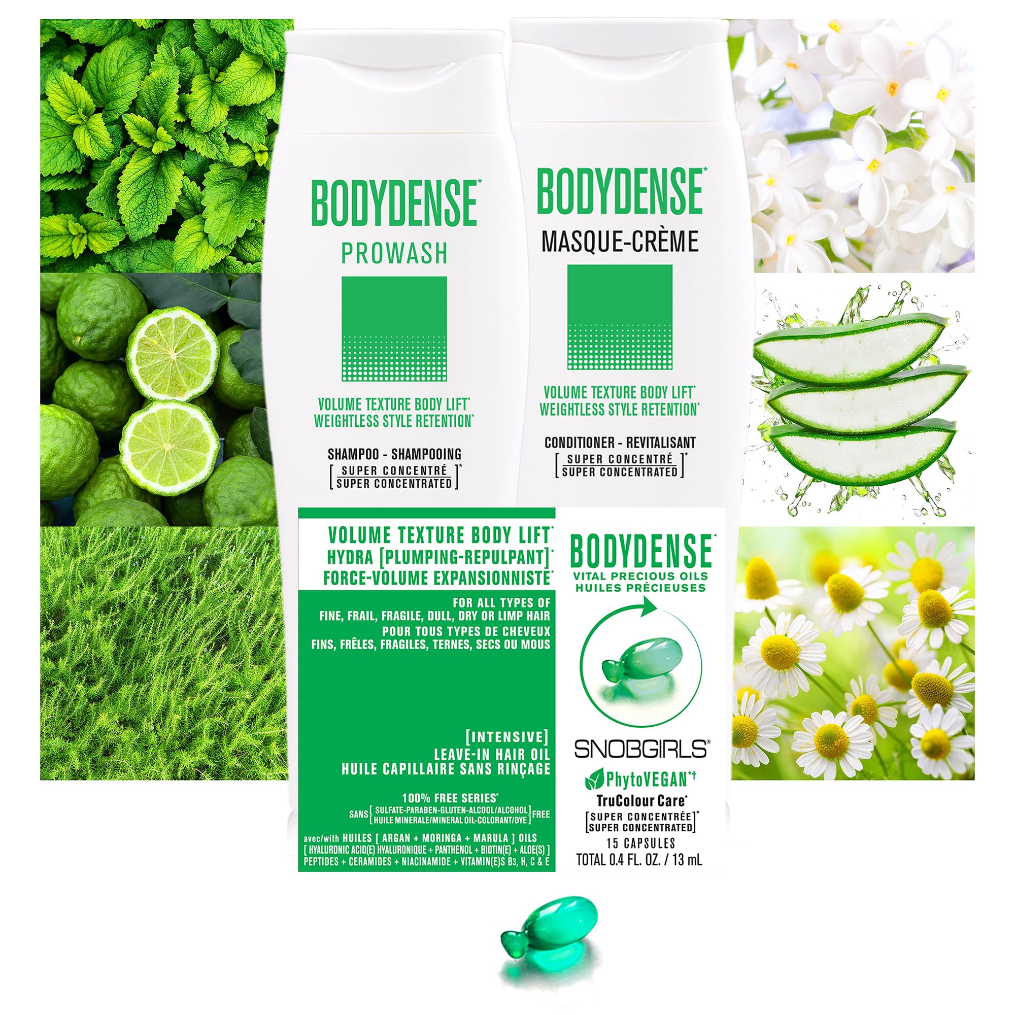 SNOBGIRLS BODYDENSE Plumping, Hydrating Volumizing Shampoo for Fine Hair Volume Texture Body Lift Vegan Shampoo for Fine, Frail, Dry or Limp Hair (10.1 FL OZ)