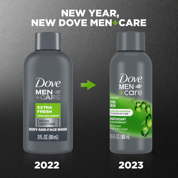 DOVE MEN + CARE Refreshing Extra Fresh with 24-Hour Nourishing Micromoisture Technology Body Wash for Men 3 oz