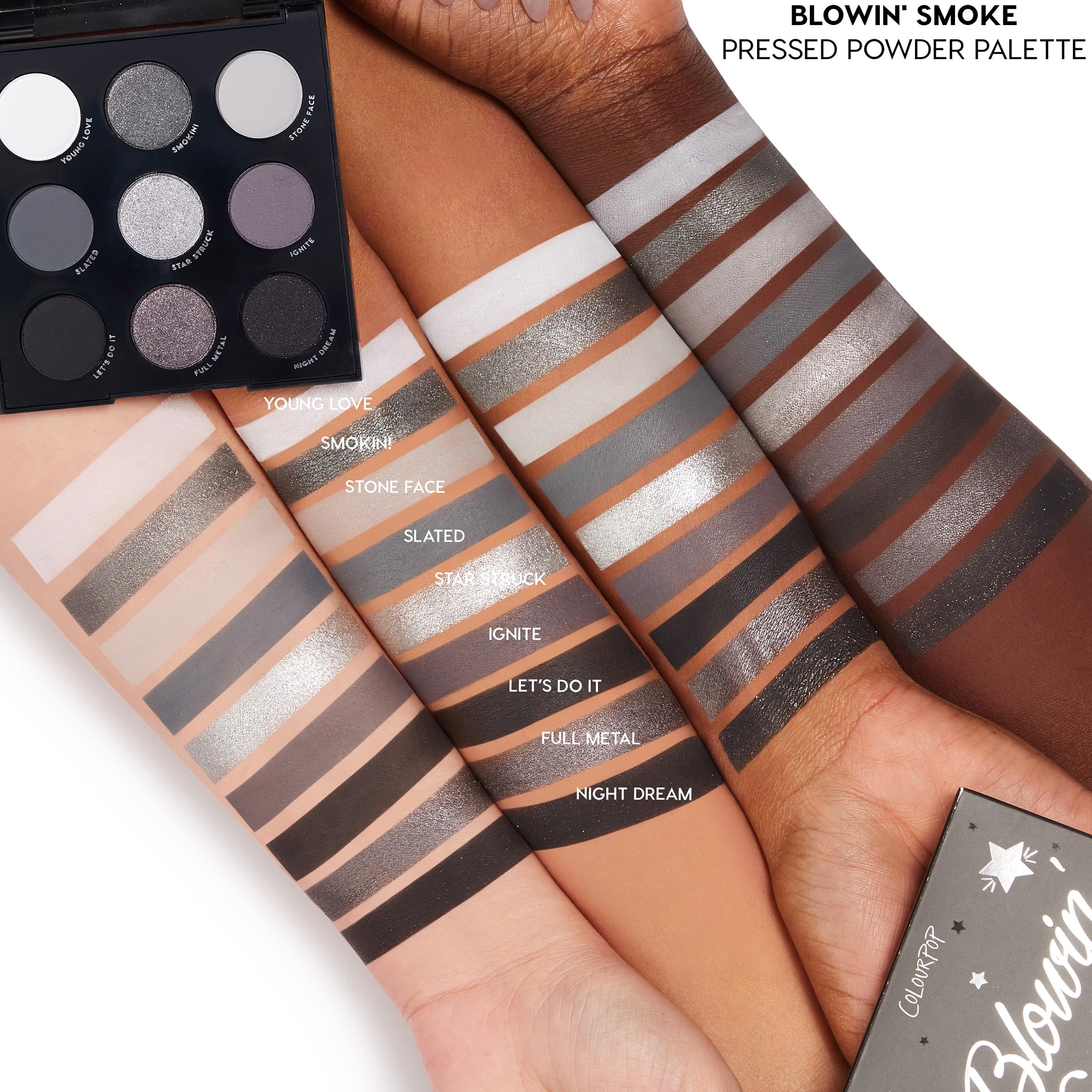 ColourPop Blowin' Smoke Eyeshadow Palette - Silver & Smokey Eye Eyeshadow Palette with Metallic & Matte Finishes - High-Pigment Eye Makeup with Long-Wearing Formula (0.3 oz)