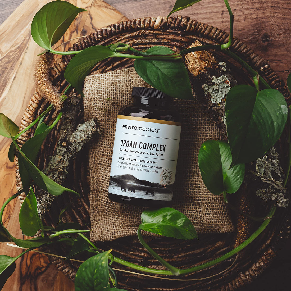 Enviromedica Grass-Fed Organ Complex: Freeze-Dried Beef Liver, Kidney, Heart, and Pancreas (180 ct)