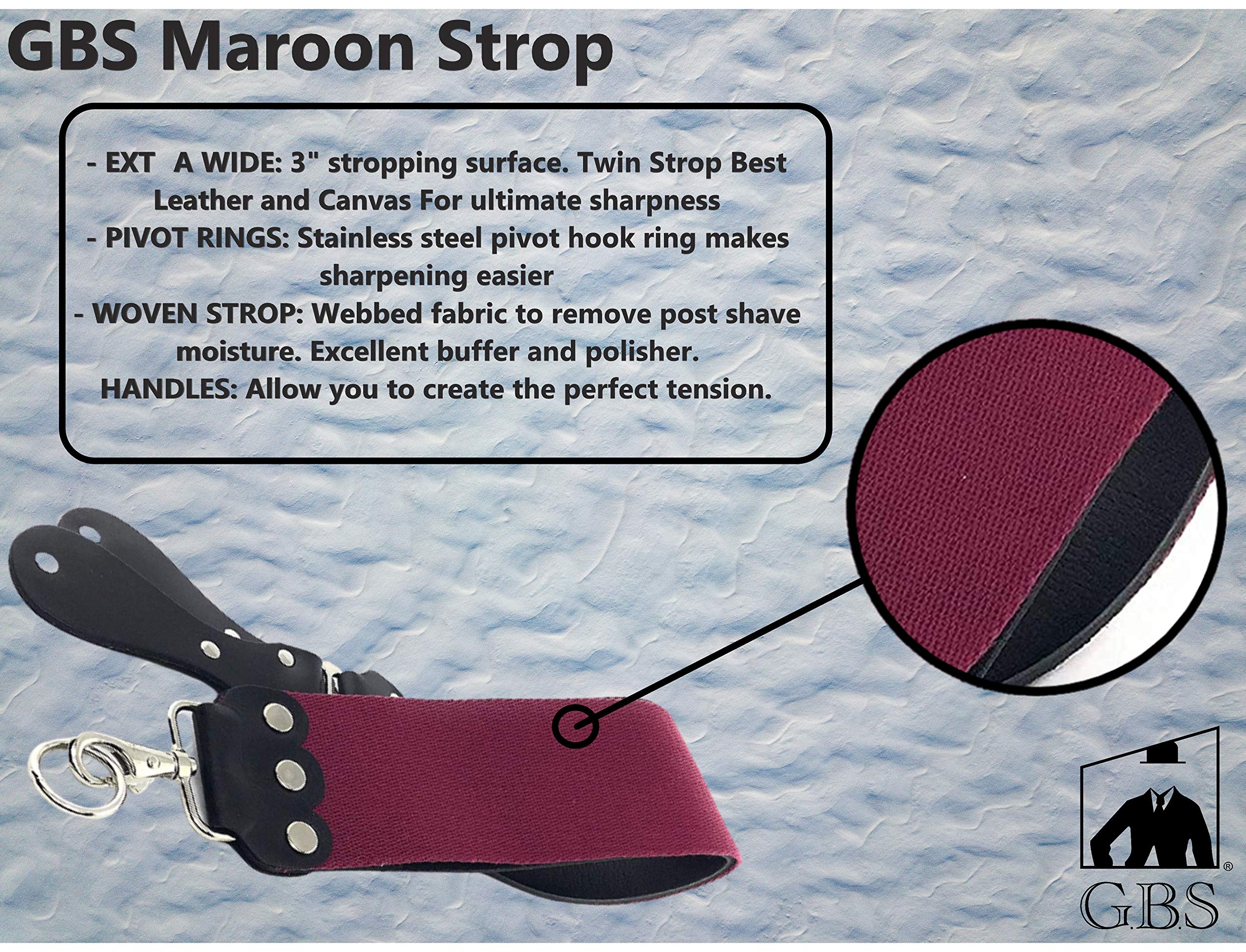 GBS Handmade Premium Black and Maroon Straight Razor Leather Sharpening Strop/Strap - 3 x 26