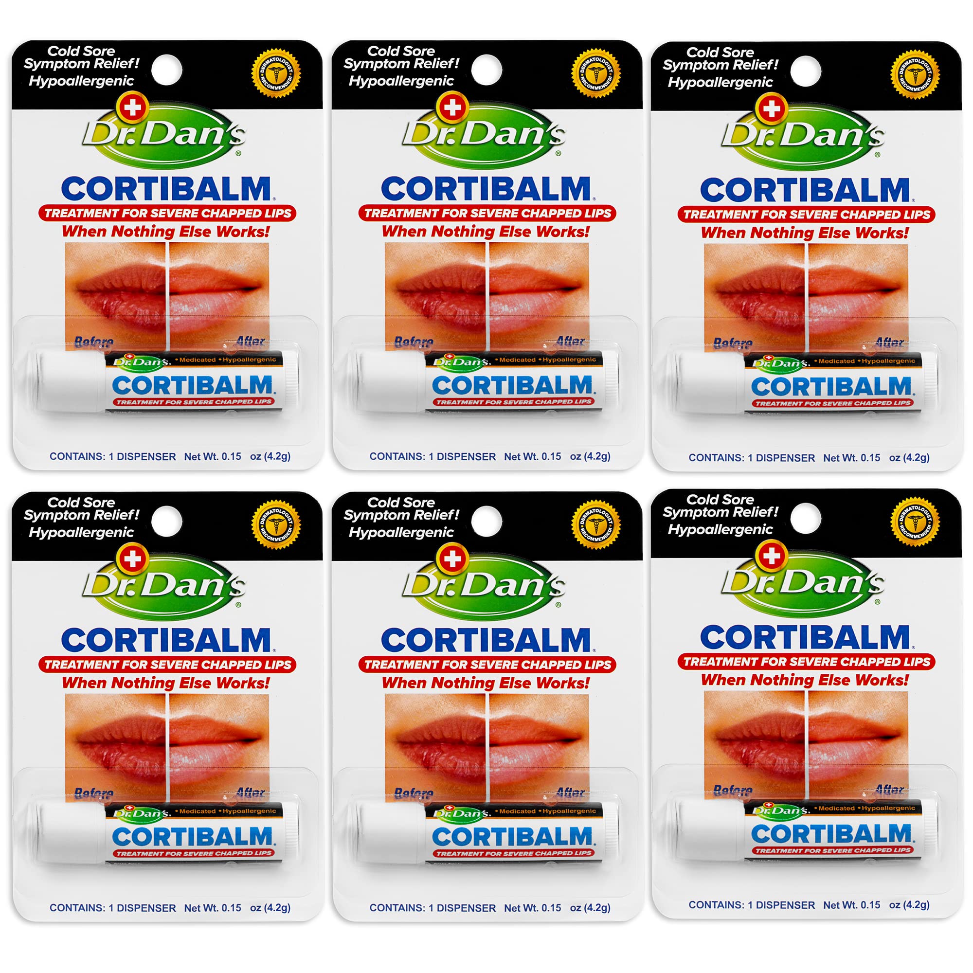 Dr. Dans Cortibalm Lip Balm, 6 Count